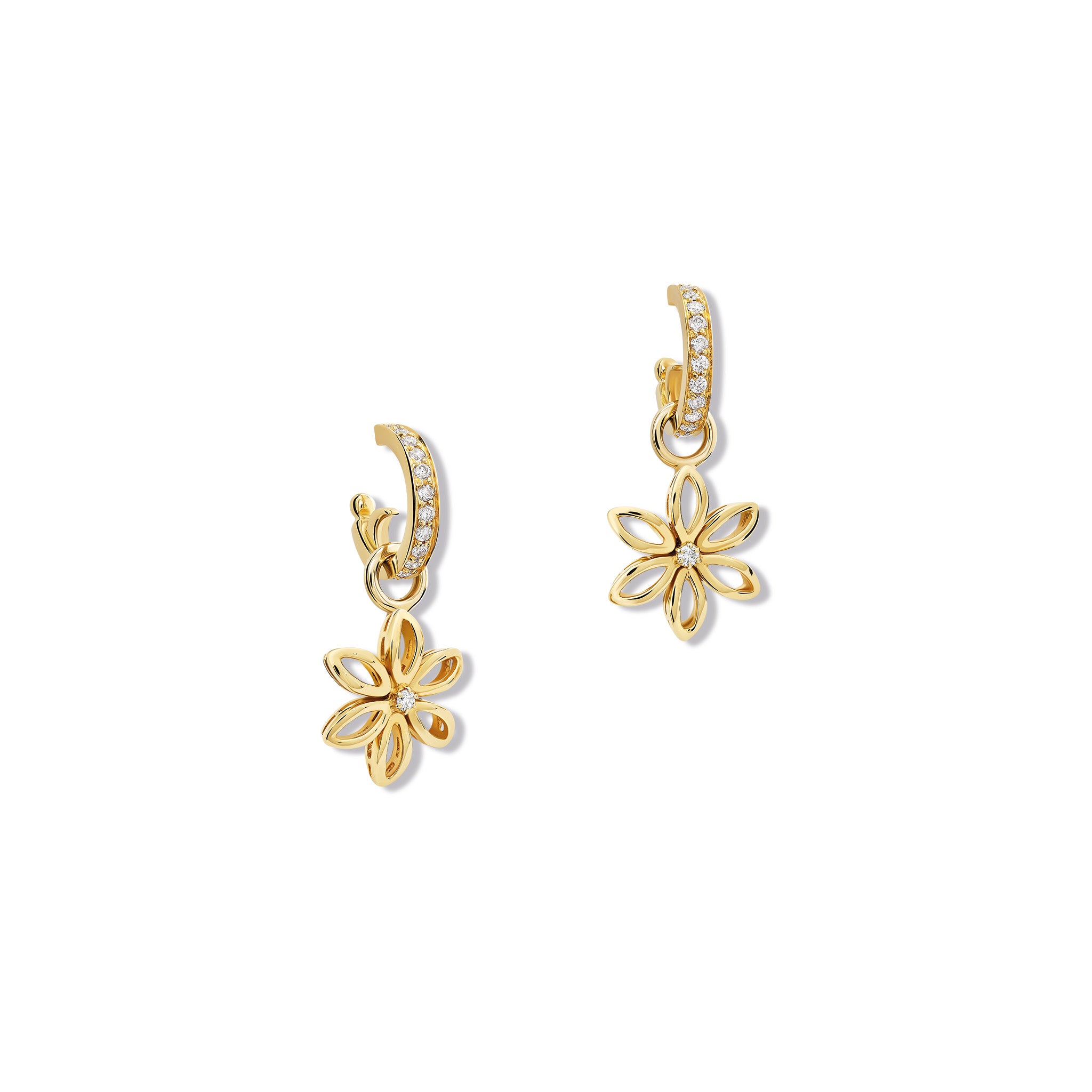 Fleur de Lys Earring Drops Yellow Gold - Diamond