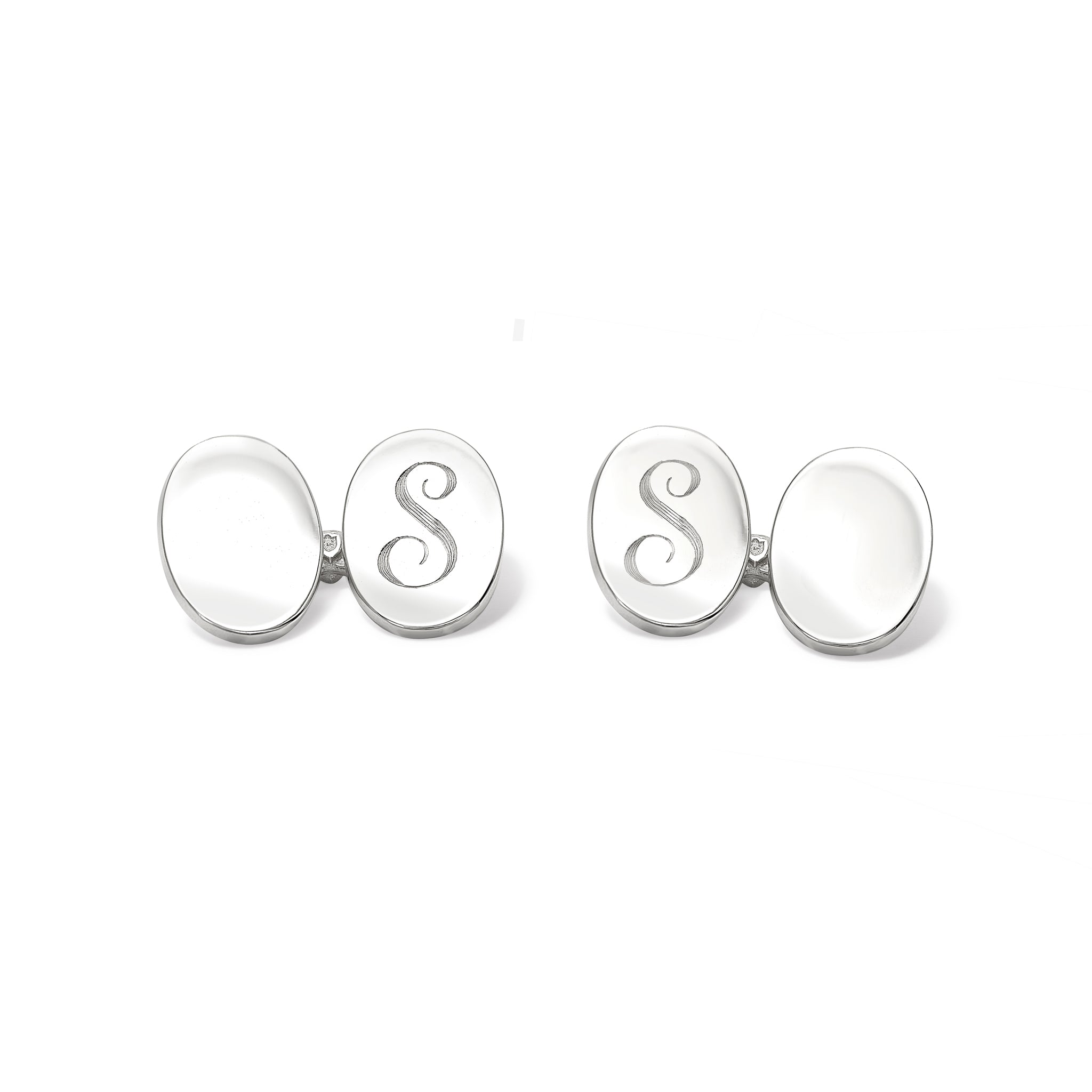 Oval Double Ended Cufflinks Silver