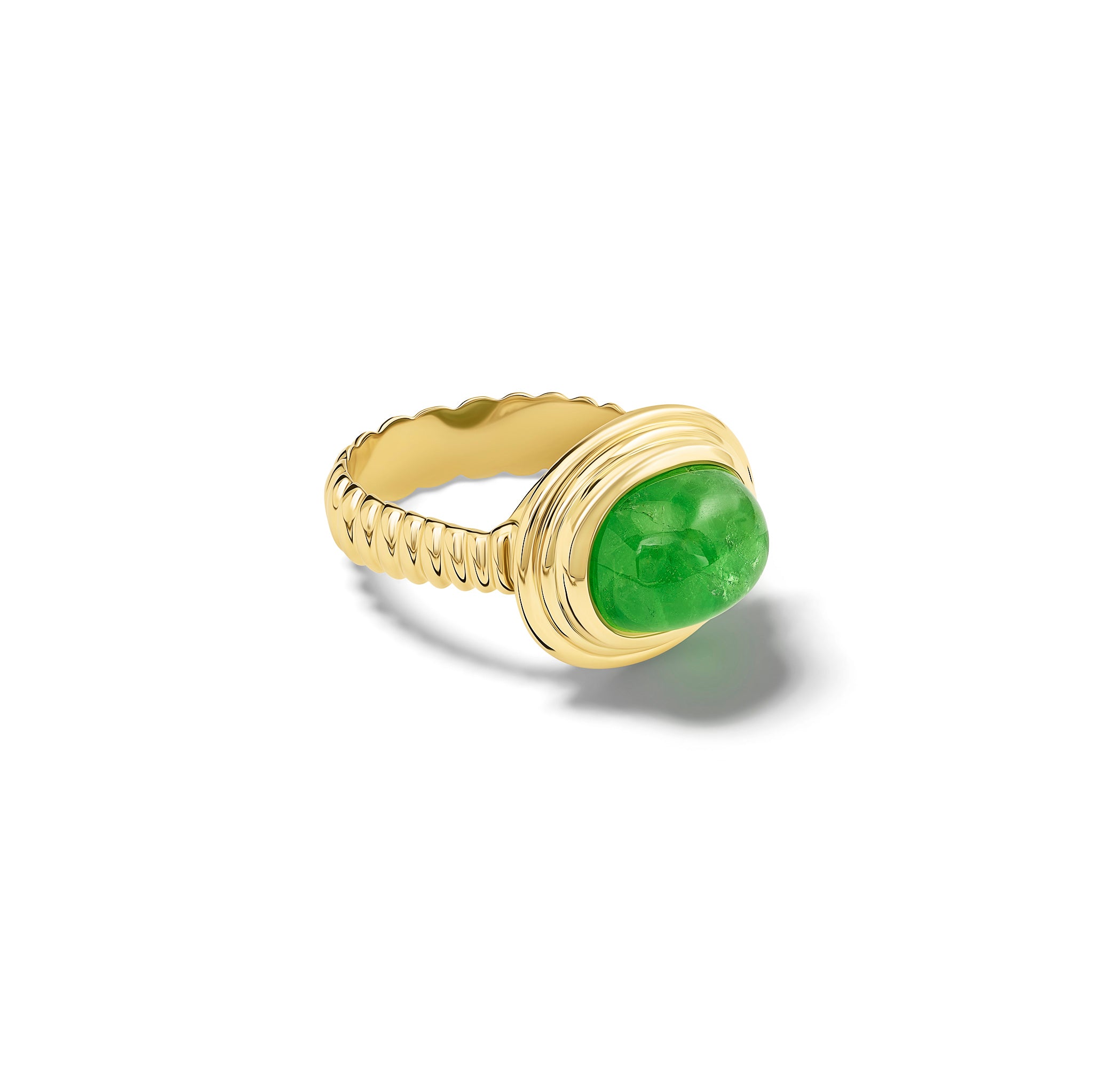 Whirlpool II Ring 18ct Yellow Gold - Cabochon Tsavorite Garnet