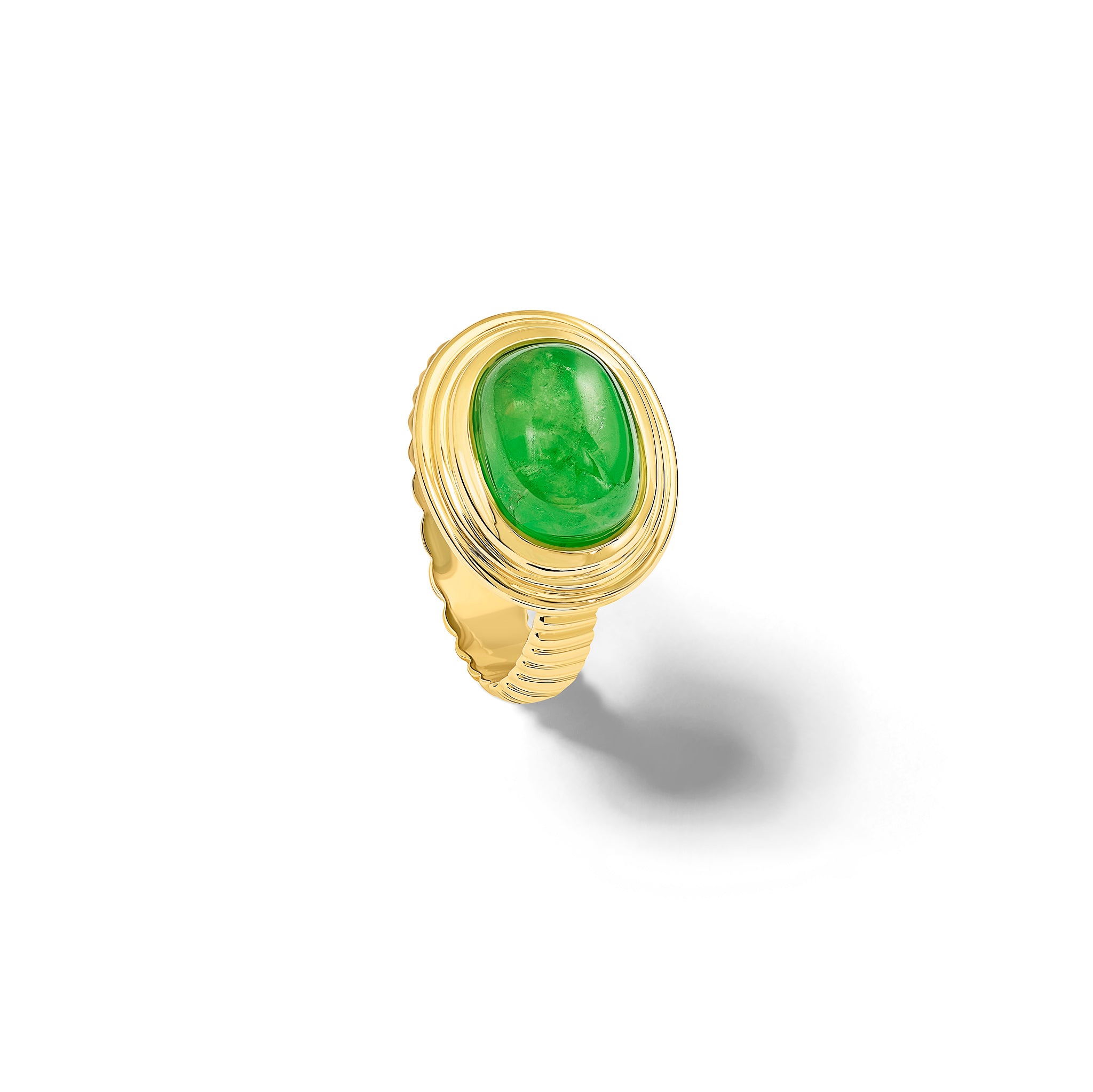 Whirlpool II Ring 18ct Yellow Gold - Cabochon Tsavorite Garnet