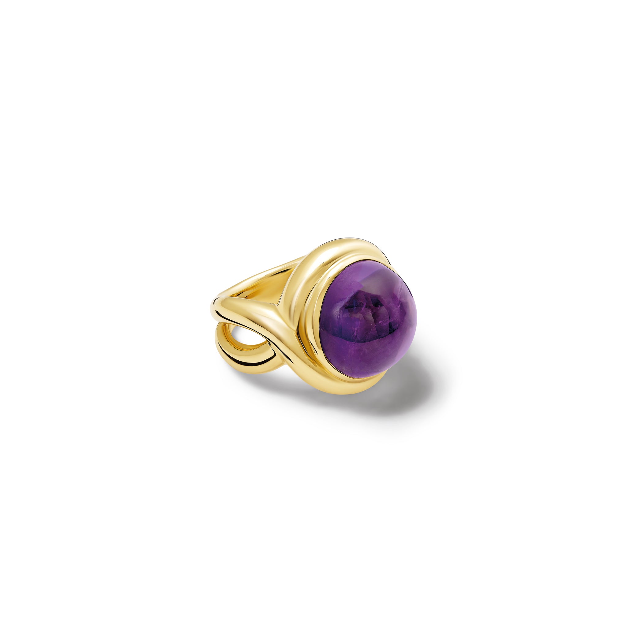 Severine Large Ring Yellow Gold - Cabochon Amethyst