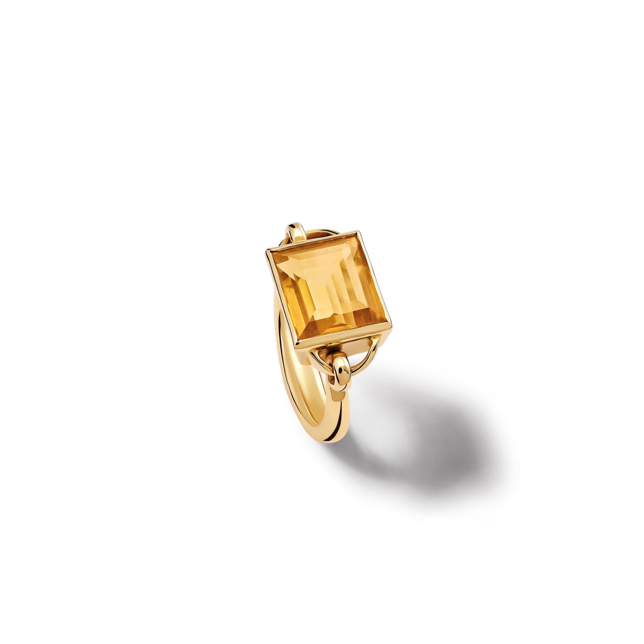 Handcrafted yellow gold ring featuring a central citrine, birthstone of November.