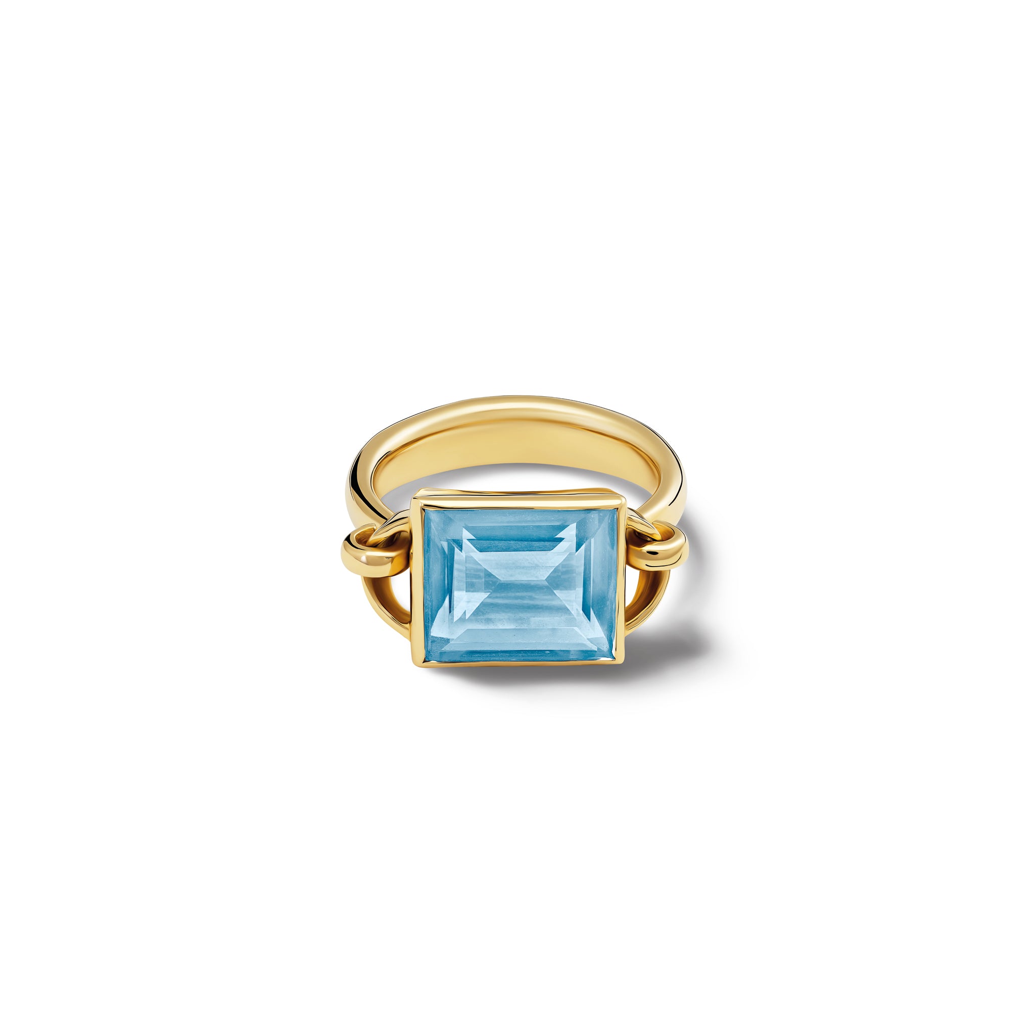 Baguette Ring Yellow Gold - Blue Topaz