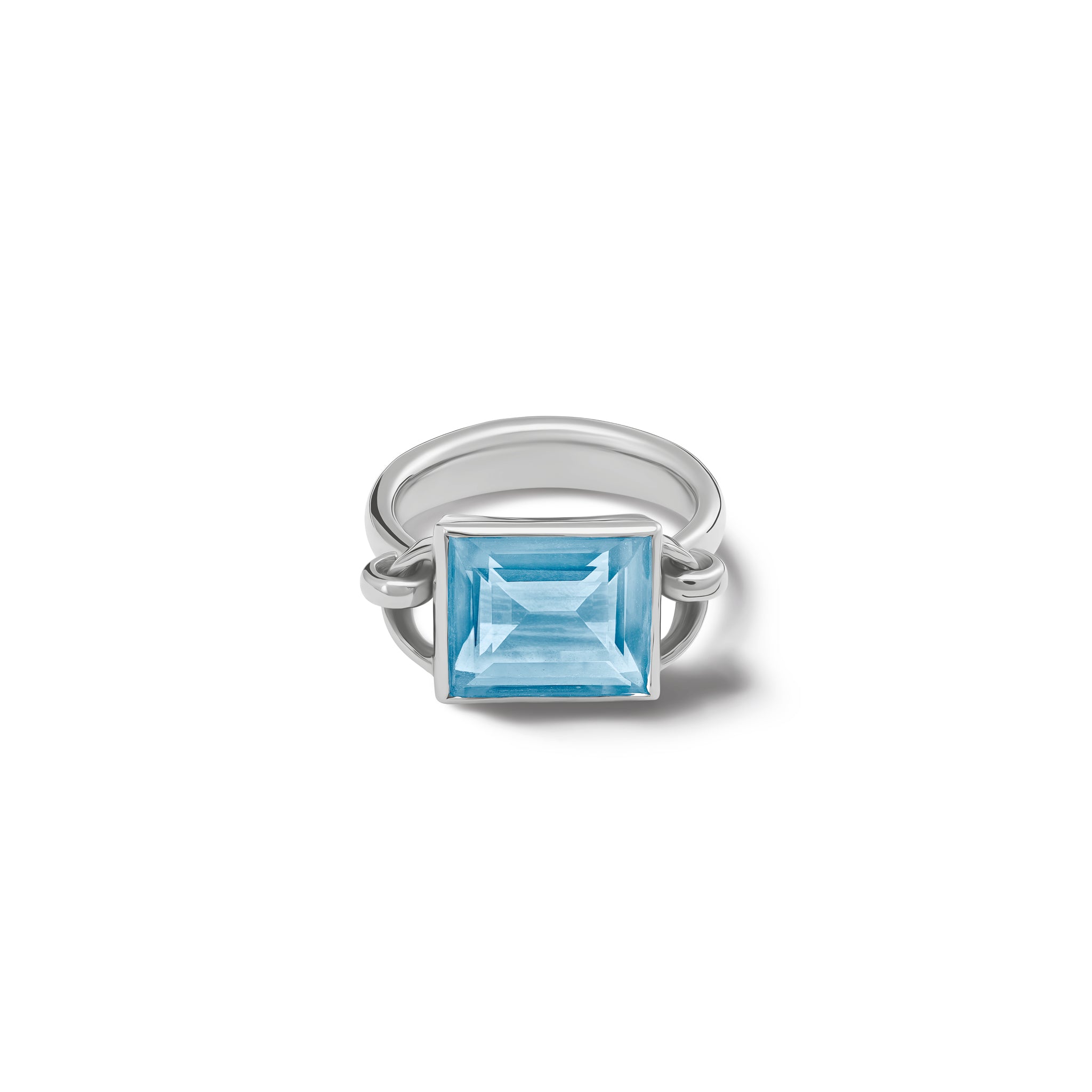 Baguette Ring Silver - Blue Topaz