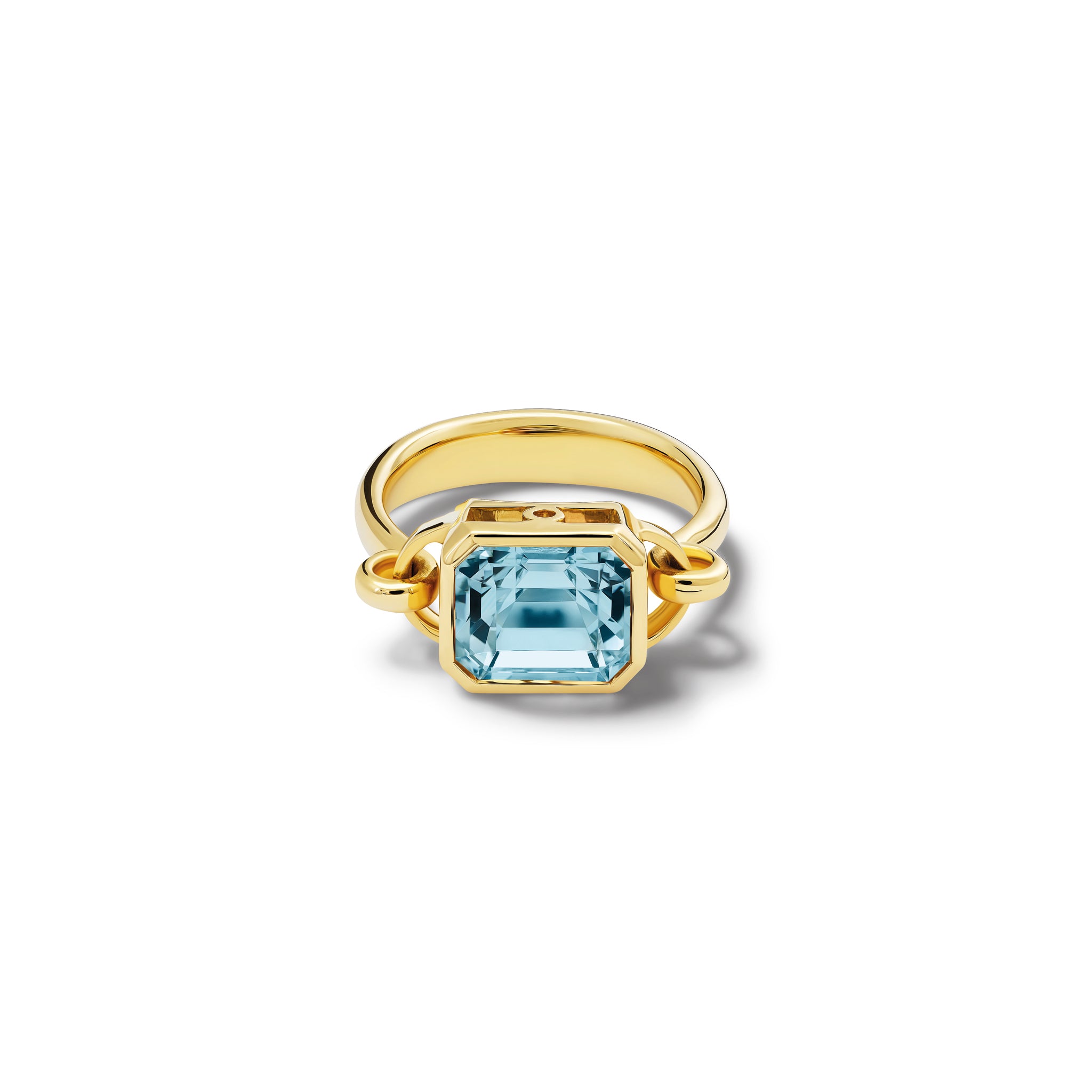 Baguette Ring 18ct Yellow Gold - Octagon Aquamarine