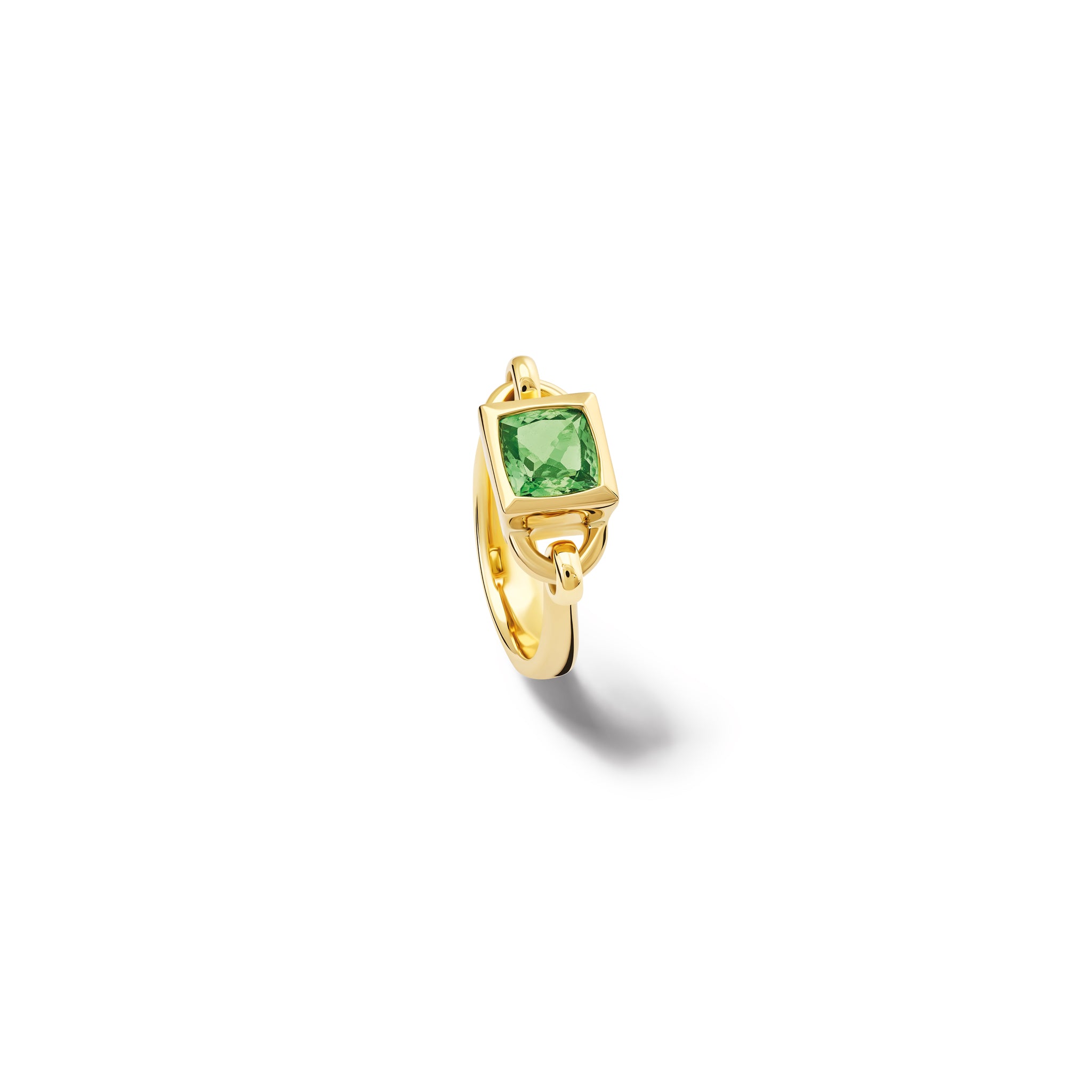 Handcrafted 18ct yellow gold ring featuring a central  tsavorite garnet, birthstone of January.