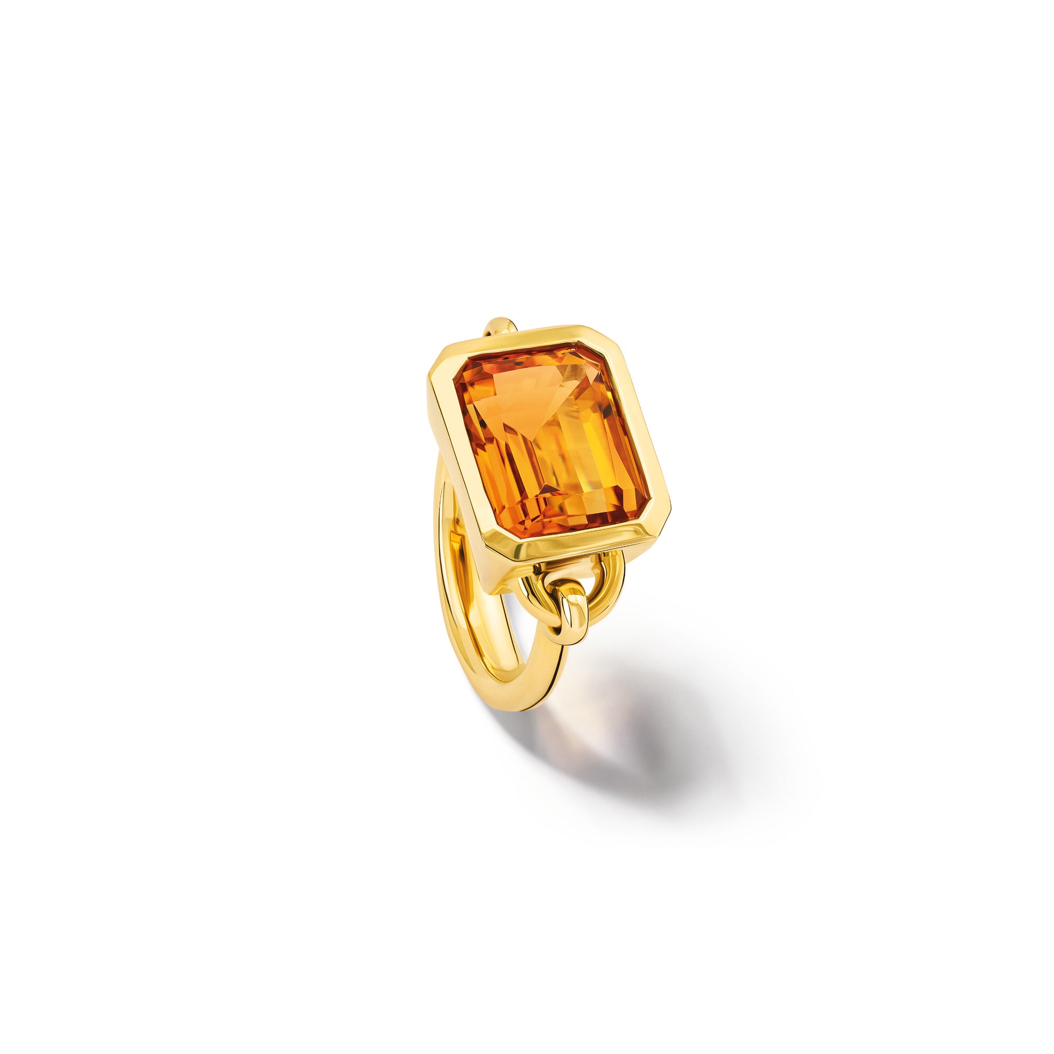 Handcrafted gold ring featuring a central citrine, birthstone of November.