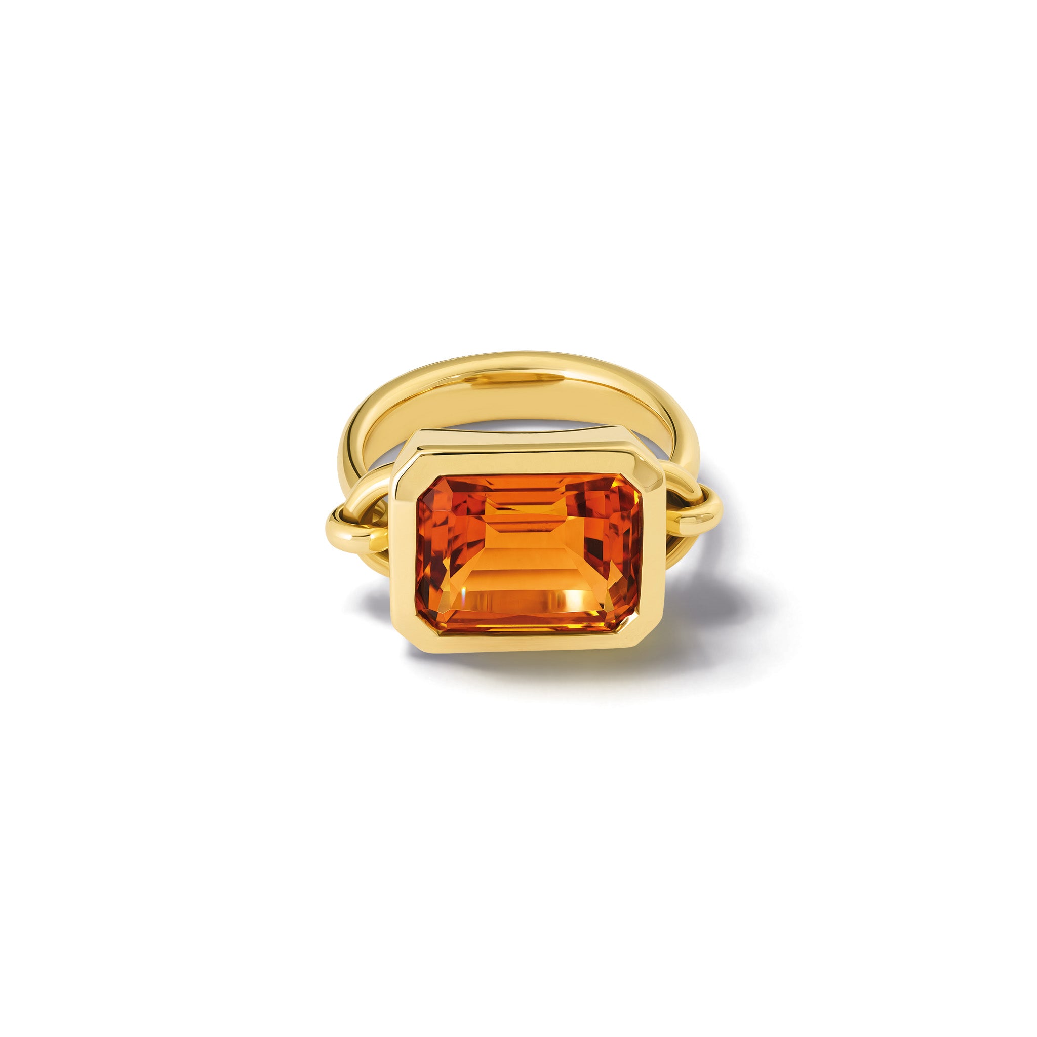 Handcrafted gold ring featuring a central citrine, birthstone of November.