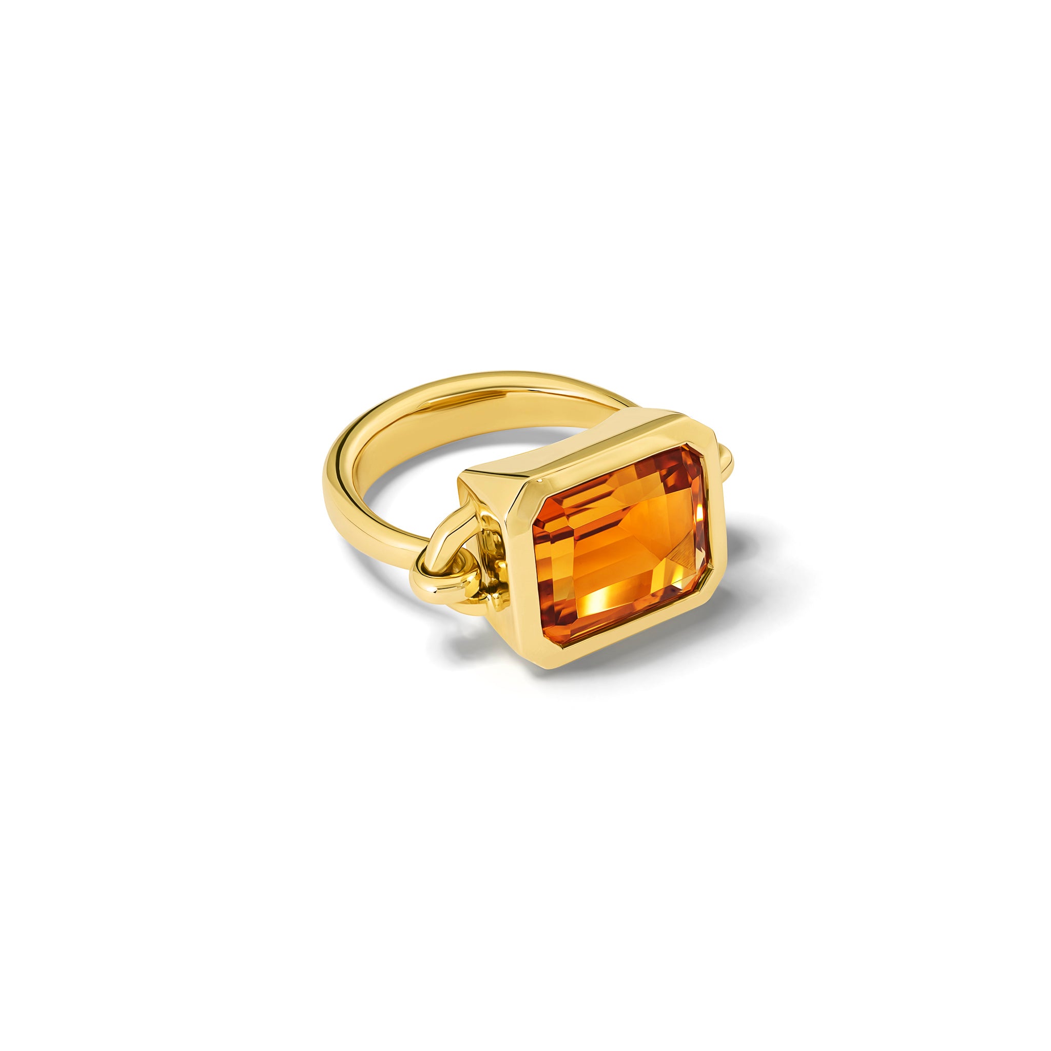 Handcrafted gold ring featuring a central citrine, birthstone of November.