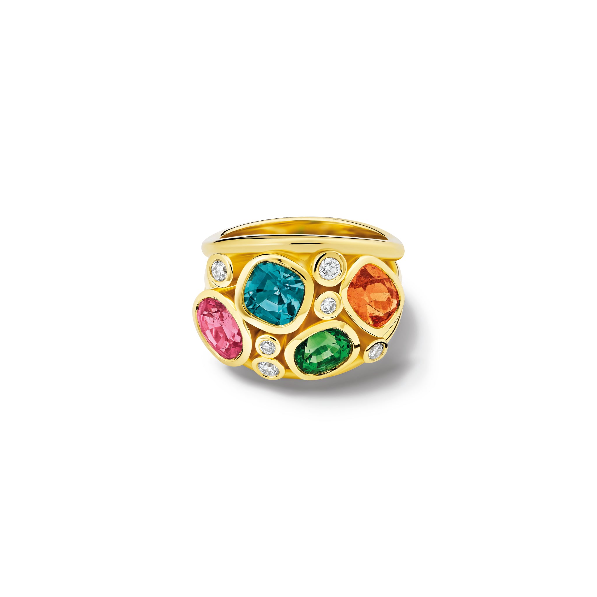 Multi Aeneus Ring 18ct Yellow Gold - Multi Gemstone & Diamond