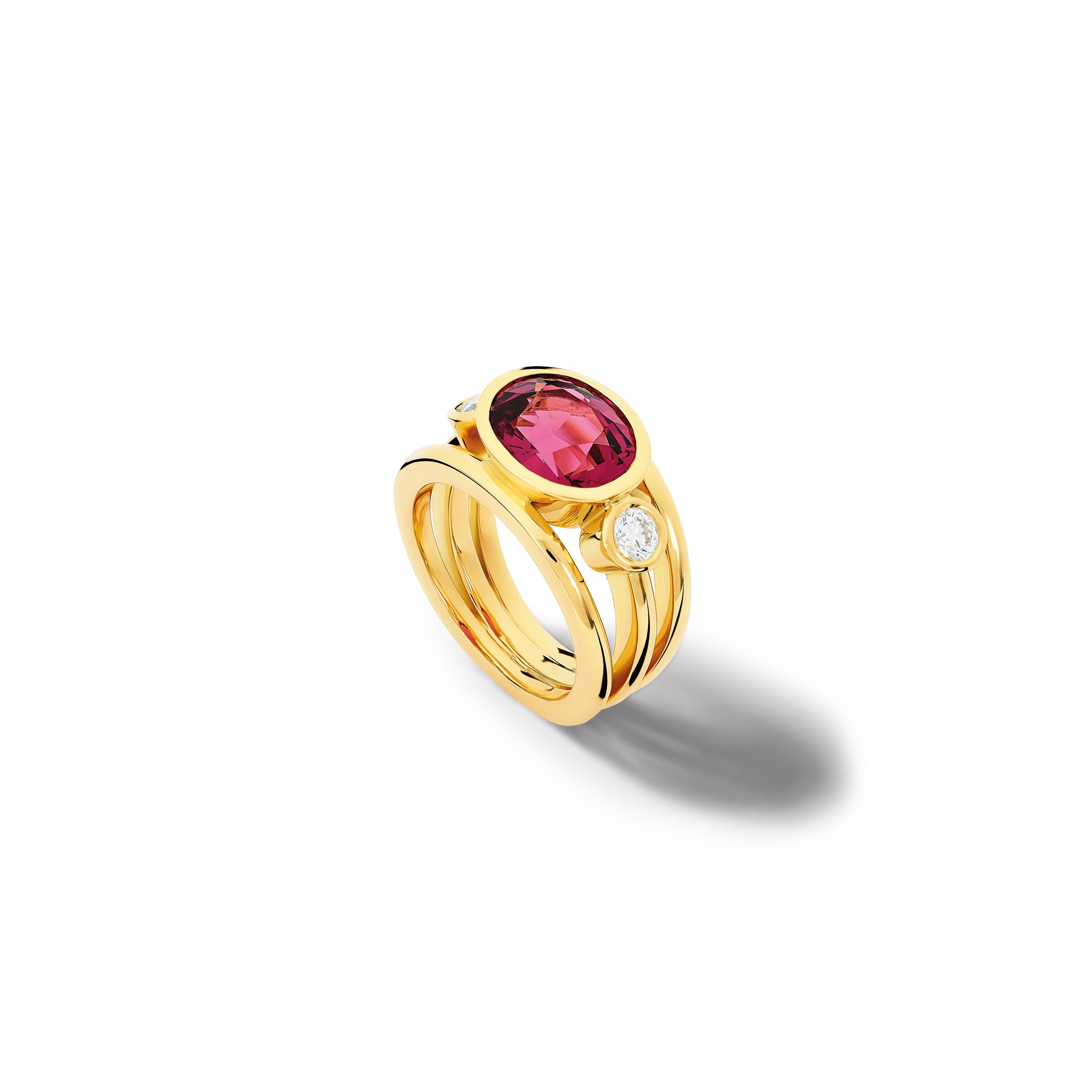 Aeneus Ring 18ct Yellow Gold - Pink Umbalite Garnet & Diamond