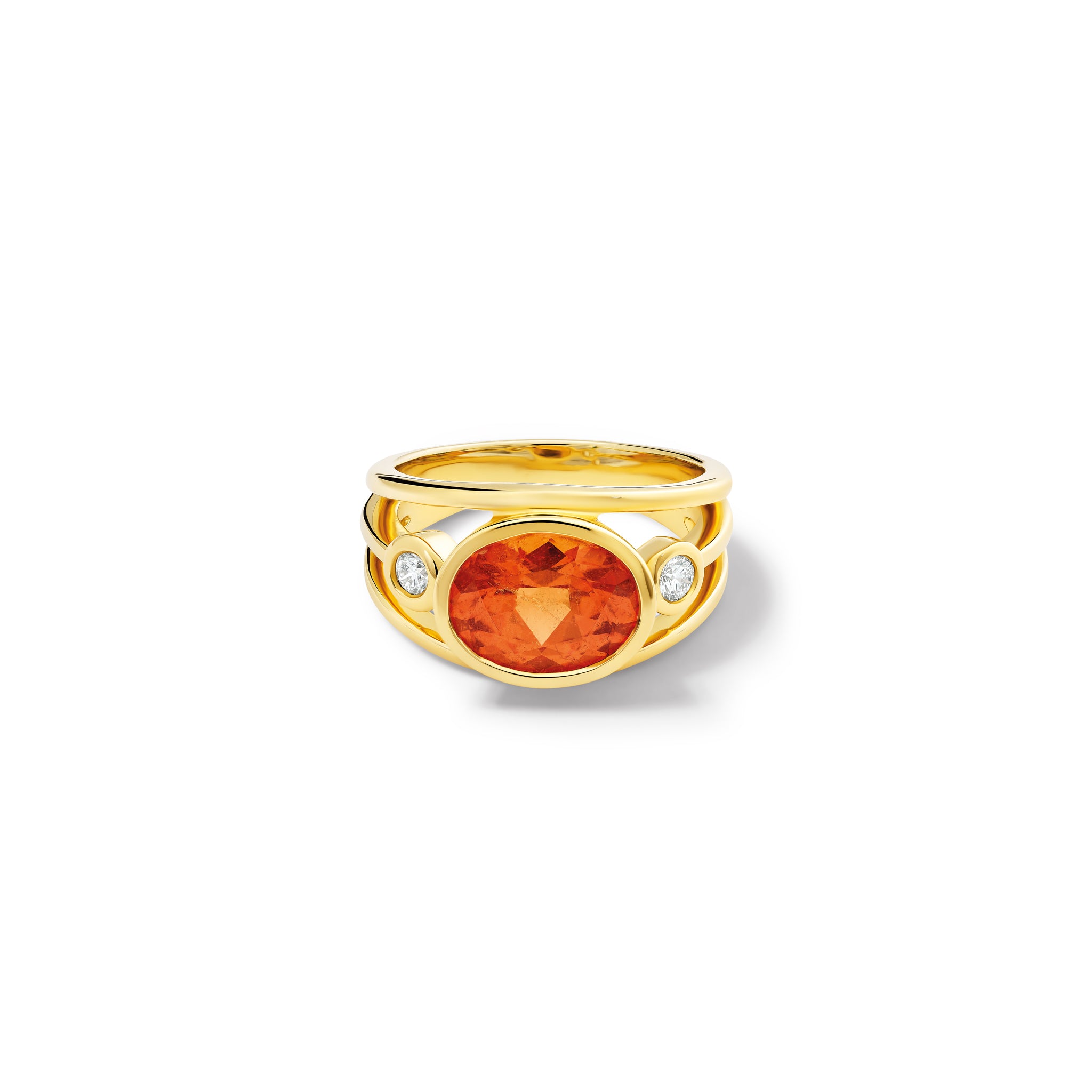 Aeneus Ring 18ct Yellow Gold - Mandarin Garnet & Diamond