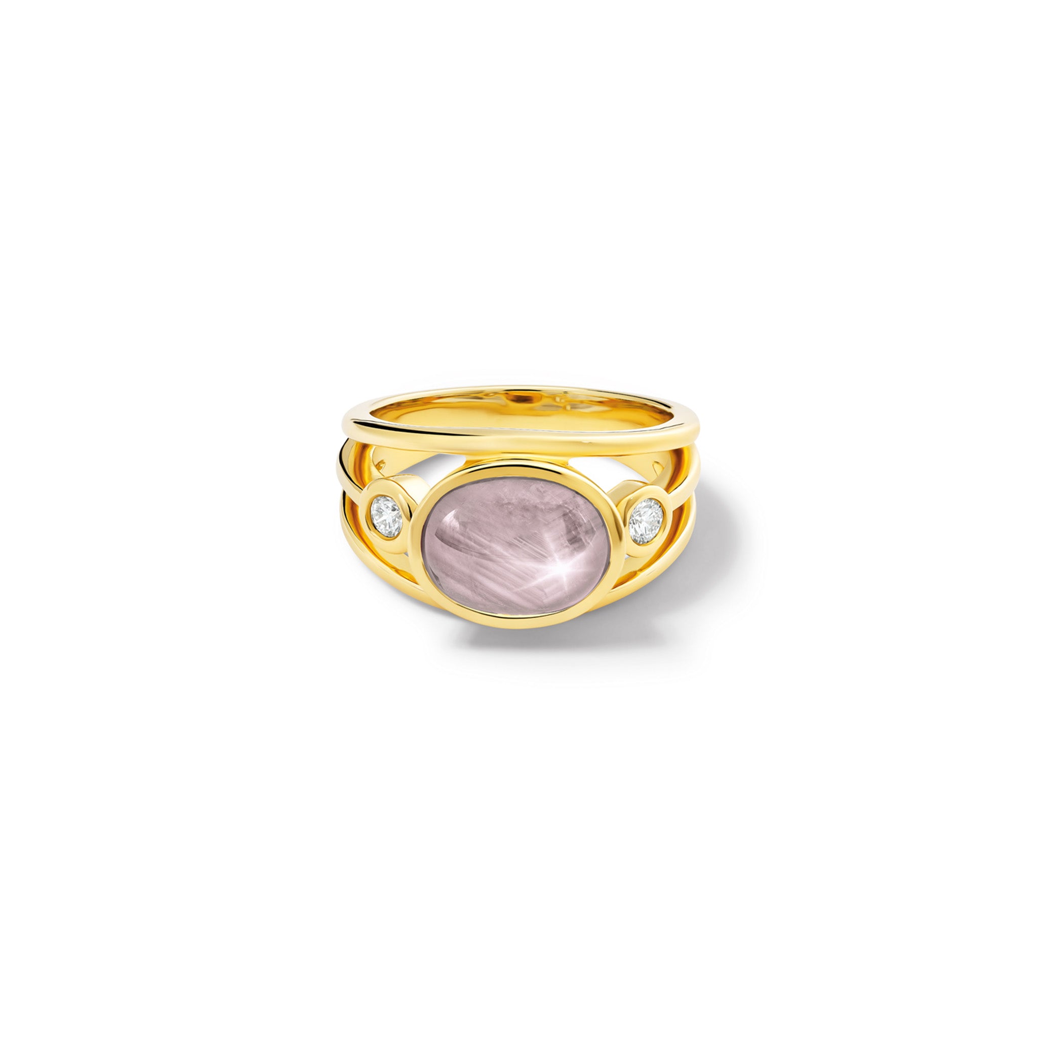 Aeneus Ring 18ct Yellow Gold - Star Pale Red Ruby & Diamond