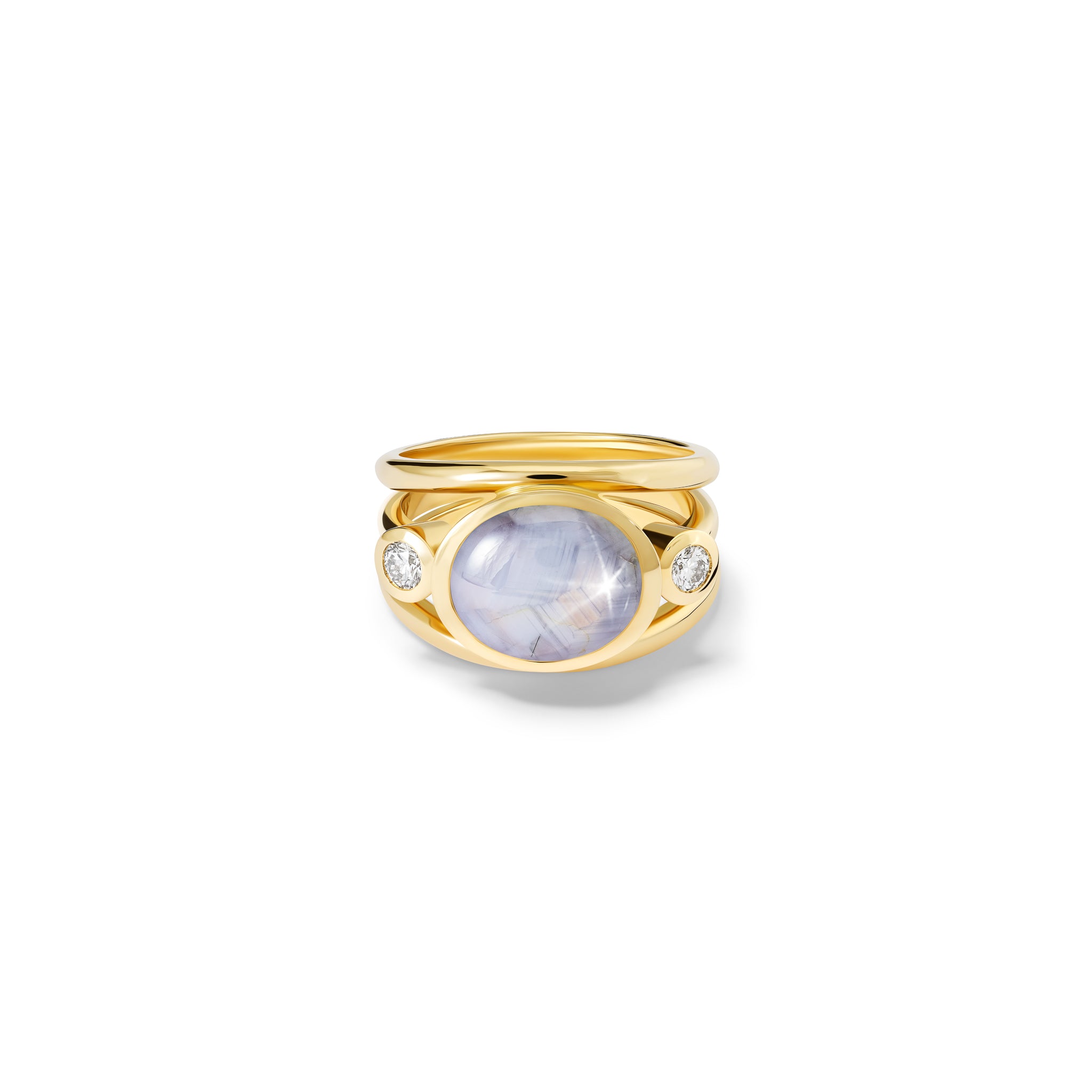 Aeneus Ring 18ct Yellow Gold - Star Pale Sapphire & Diamond