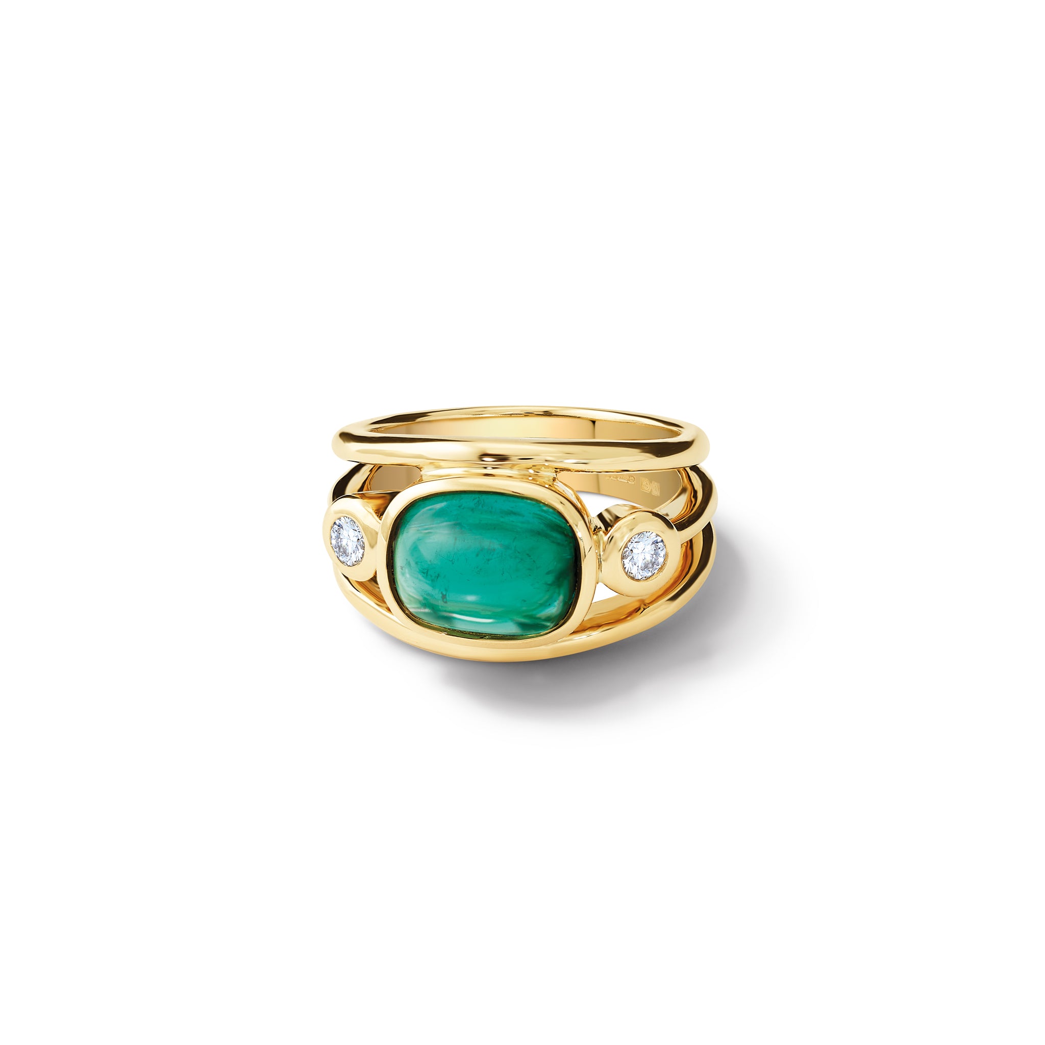 Aeneus Ring 18ct Yellow Gold - Cabochon Green Tourmaline & Diamond