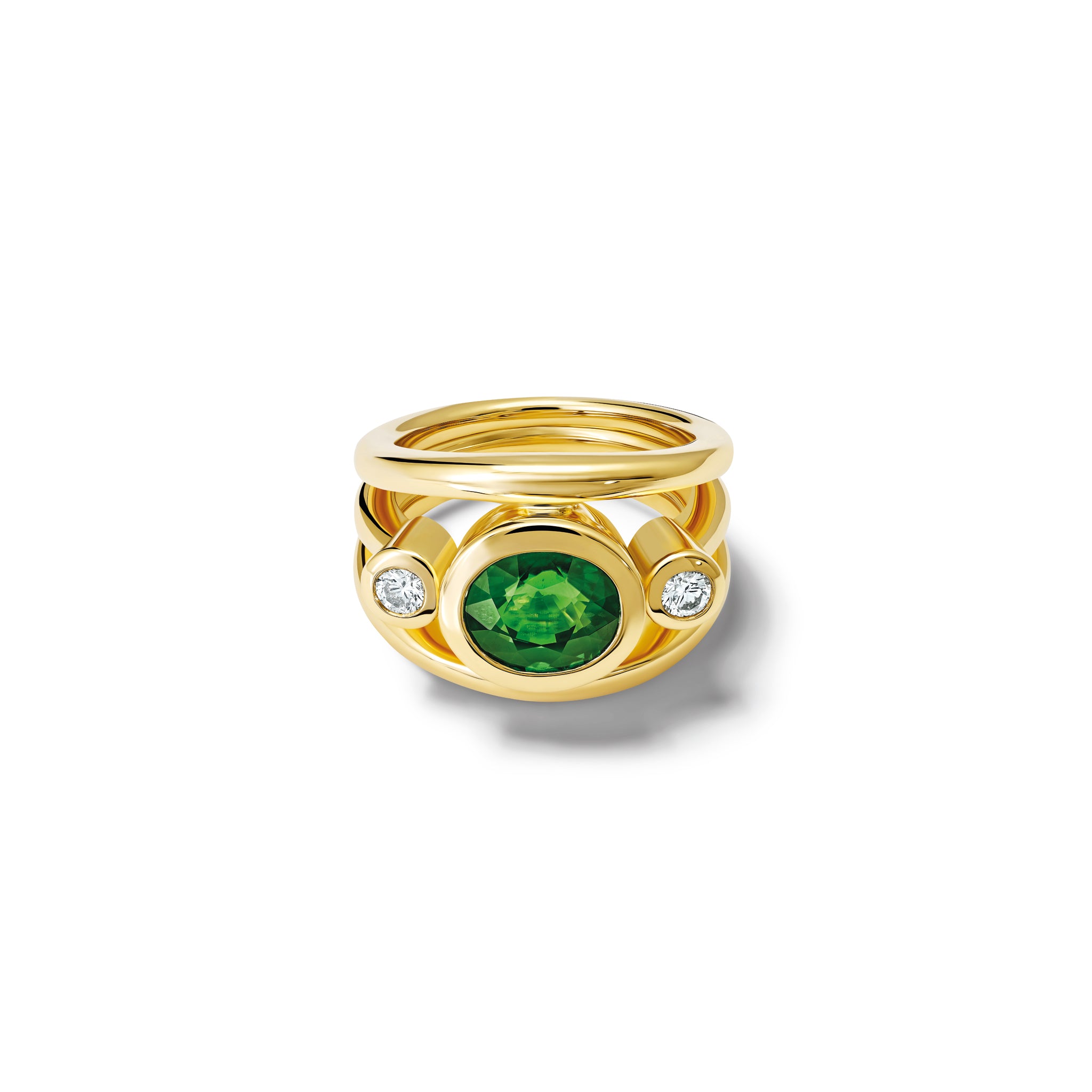 Aeneus Ring 18ct Yellow Gold - Chrome Green Tourmaline & Diamond