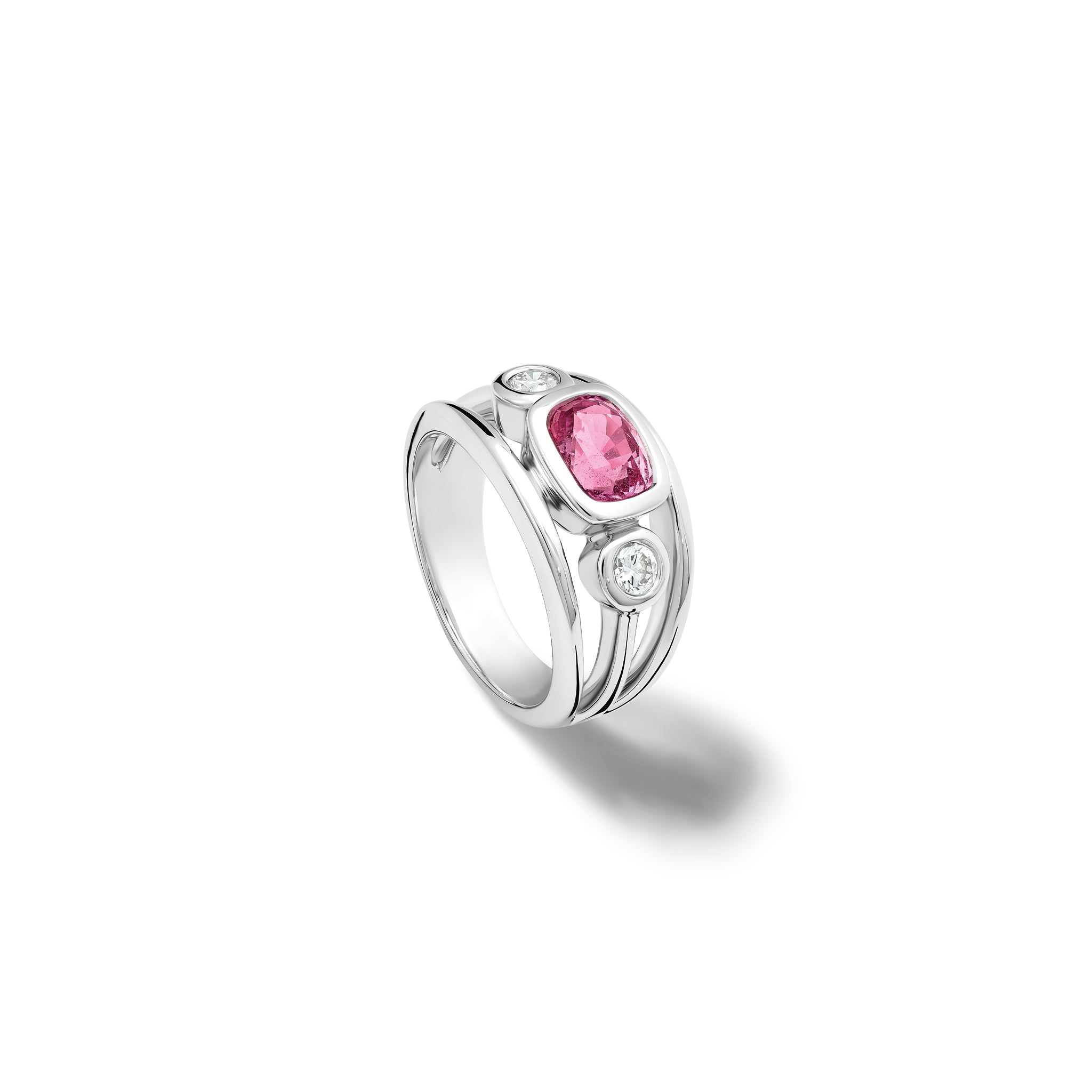 Aeneus Ring 18ct White Gold - Pink Sapphire & Diamond