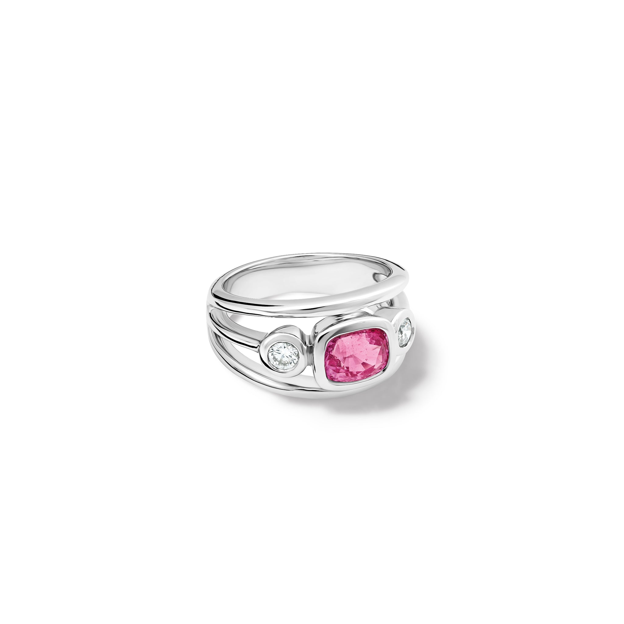 Aeneus Ring 18ct White Gold - Pink Sapphire & Diamond