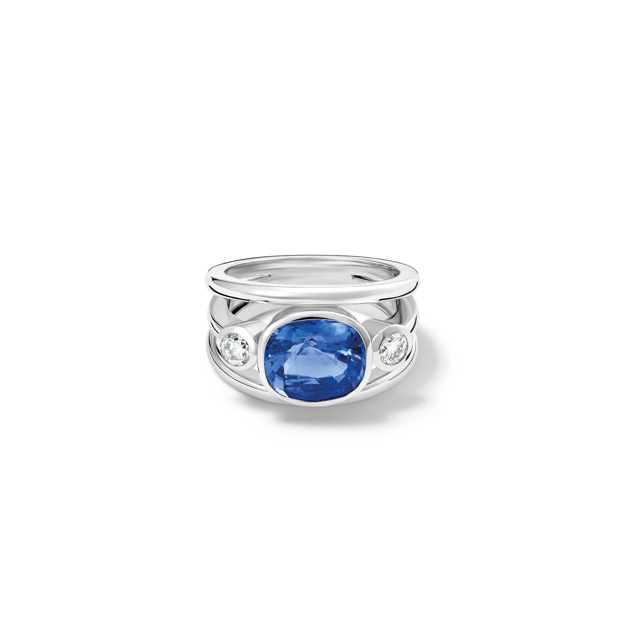 Aeneus Ring 18ct White Gold - Blue Sapphire & Diamond