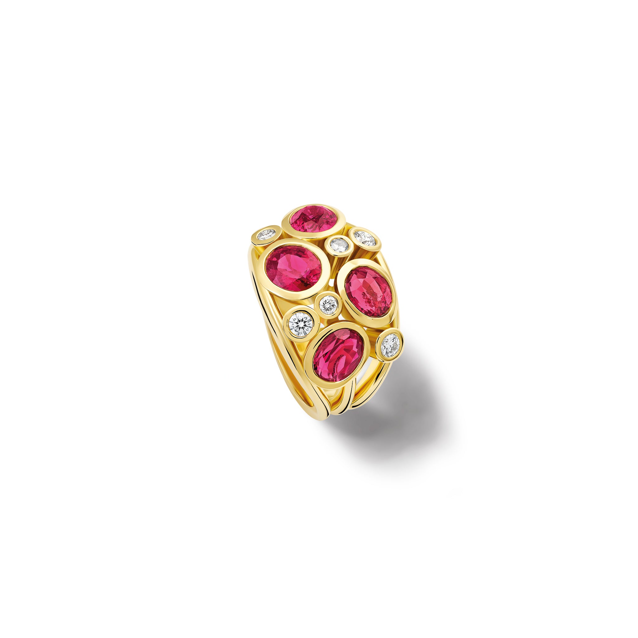 Multi Aeneus Ring 18ct Yellow Gold - Ruby & Diamond