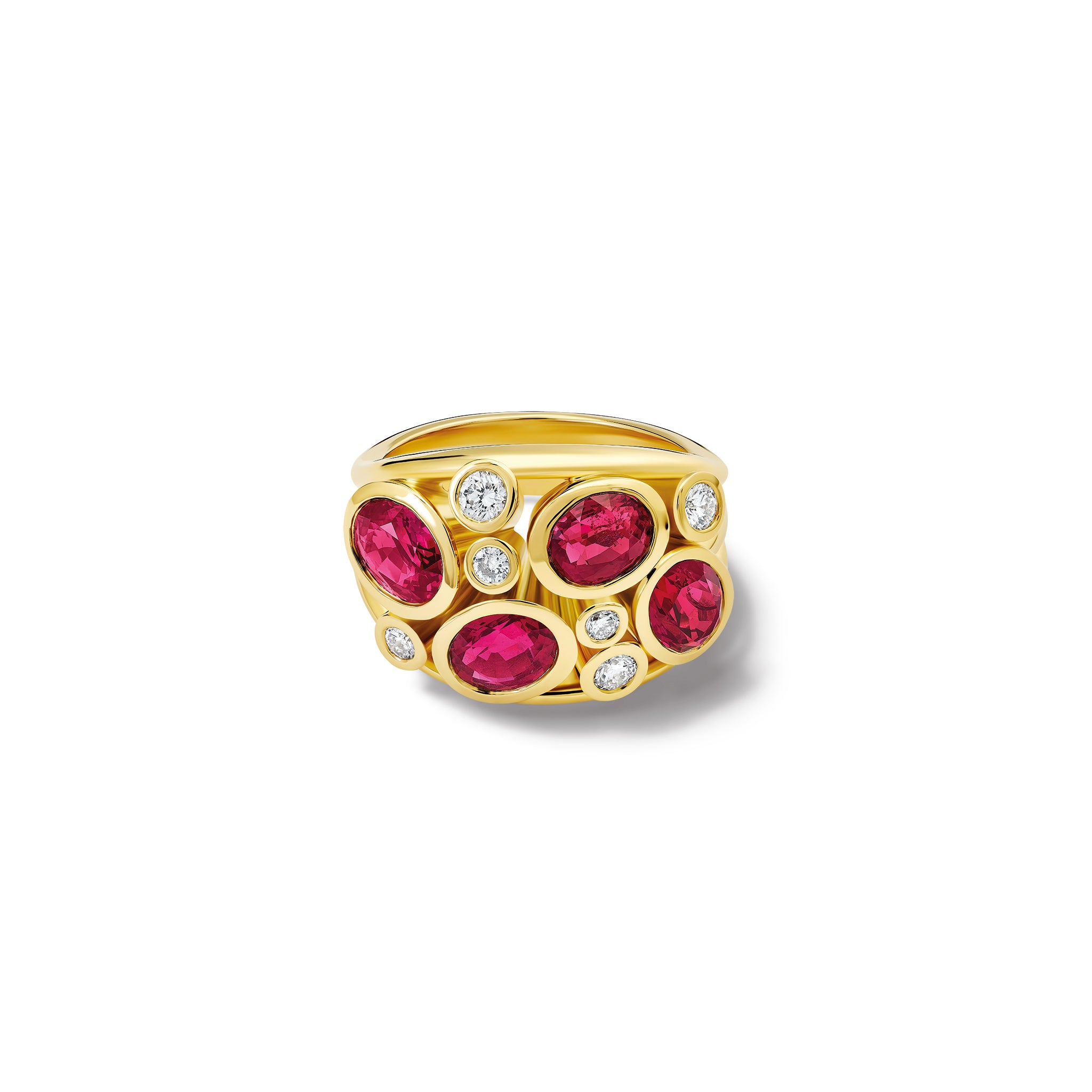 Multi Aeneus Ring 18ct Yellow Gold - Ruby & Diamond