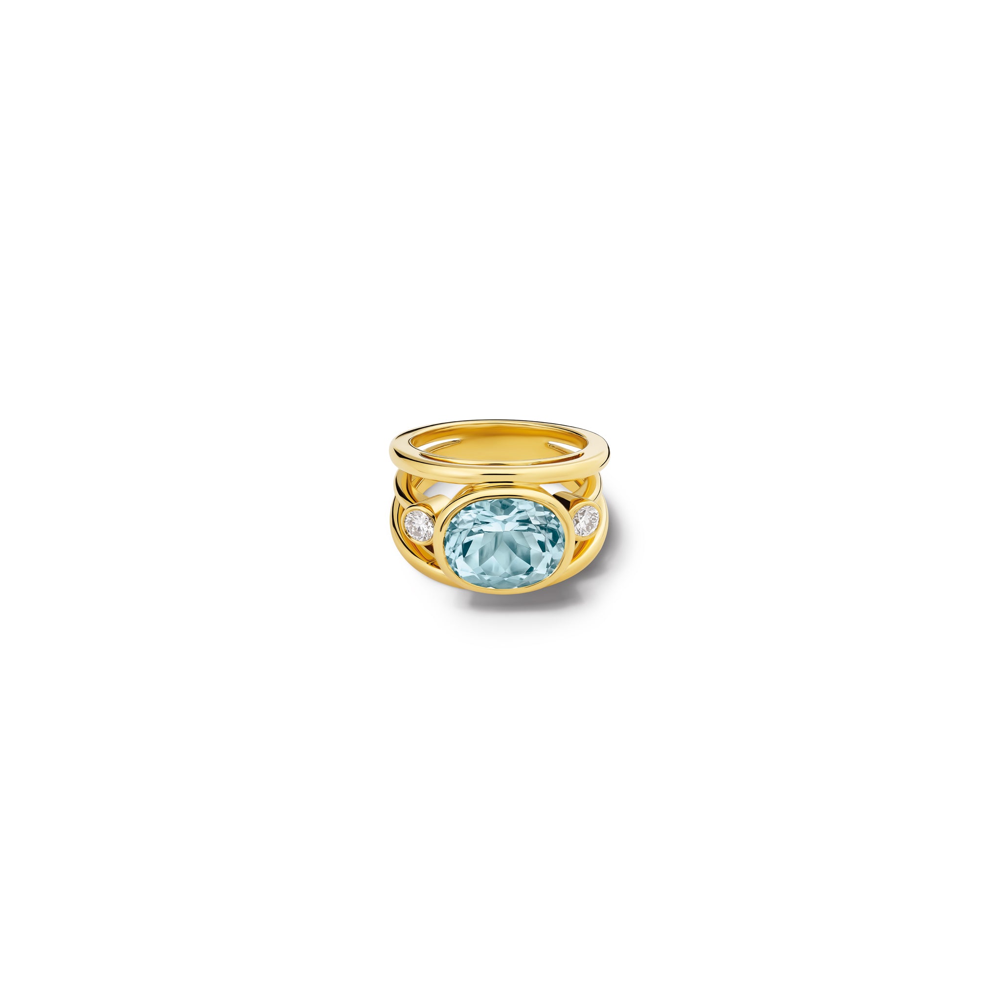 Aeneus Roman Ring 18ct Yellow Gold - Aquamarine & Diamond