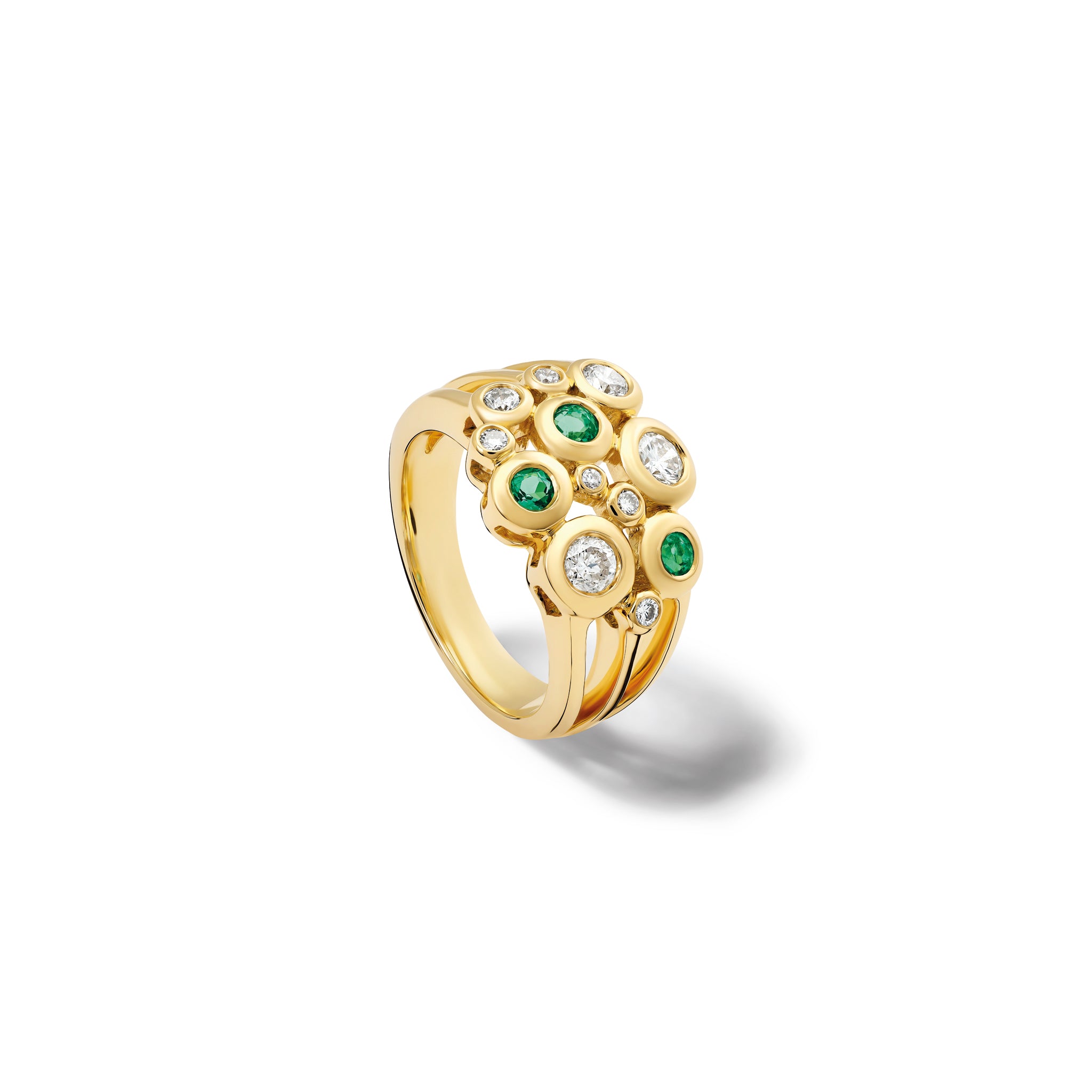 Cirkel Ring 18ct Yellow Gold - Emerald & Diamond