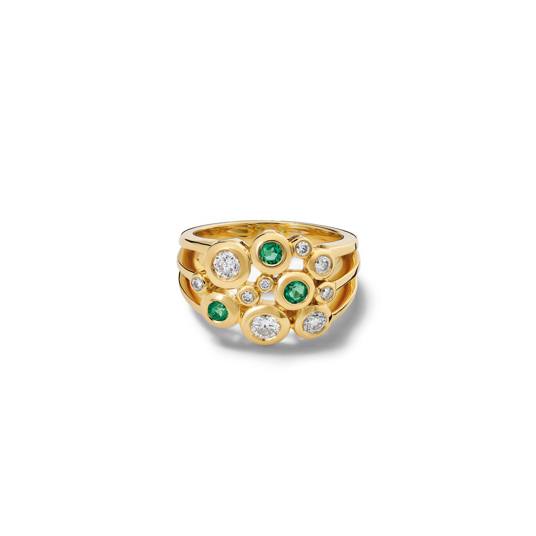Cirkel Ring 18ct Yellow Gold - Emerald & Diamond