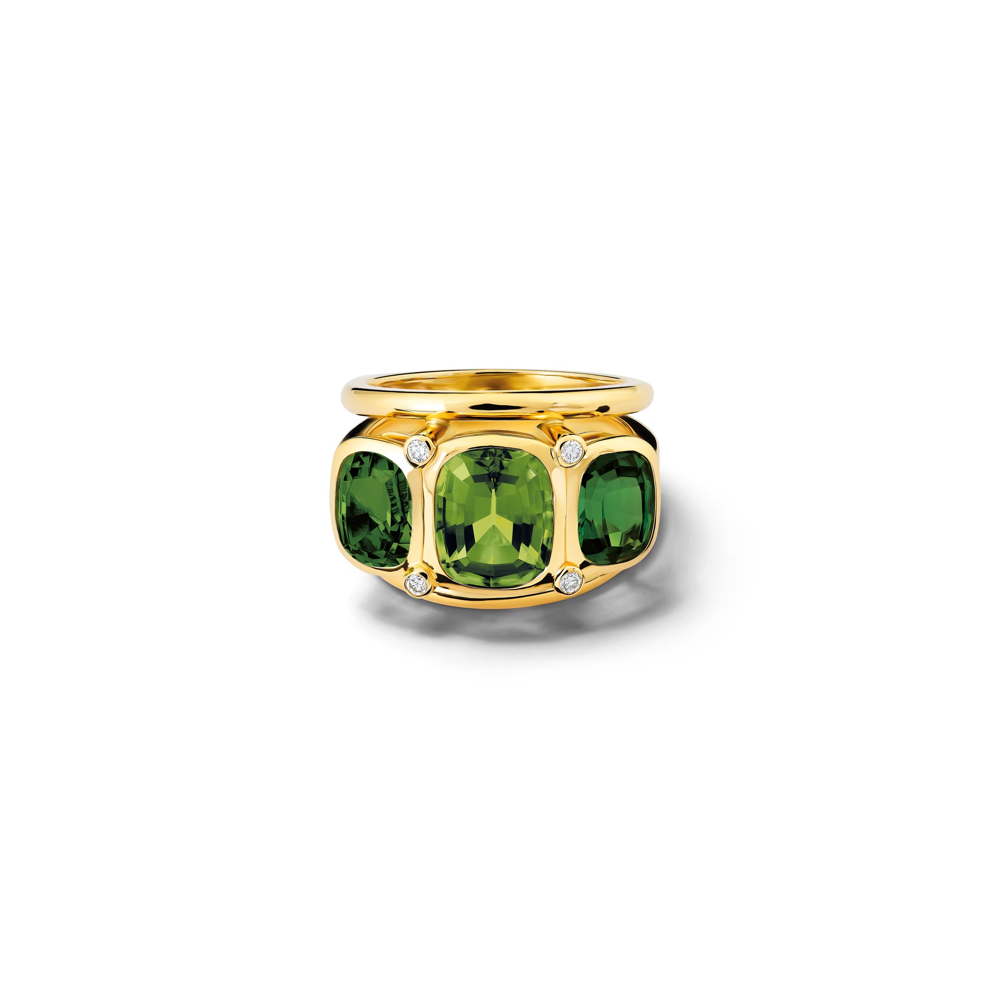Ozymandias Ring 18ct Yellow Gold - Green Tourmaline & Diamond