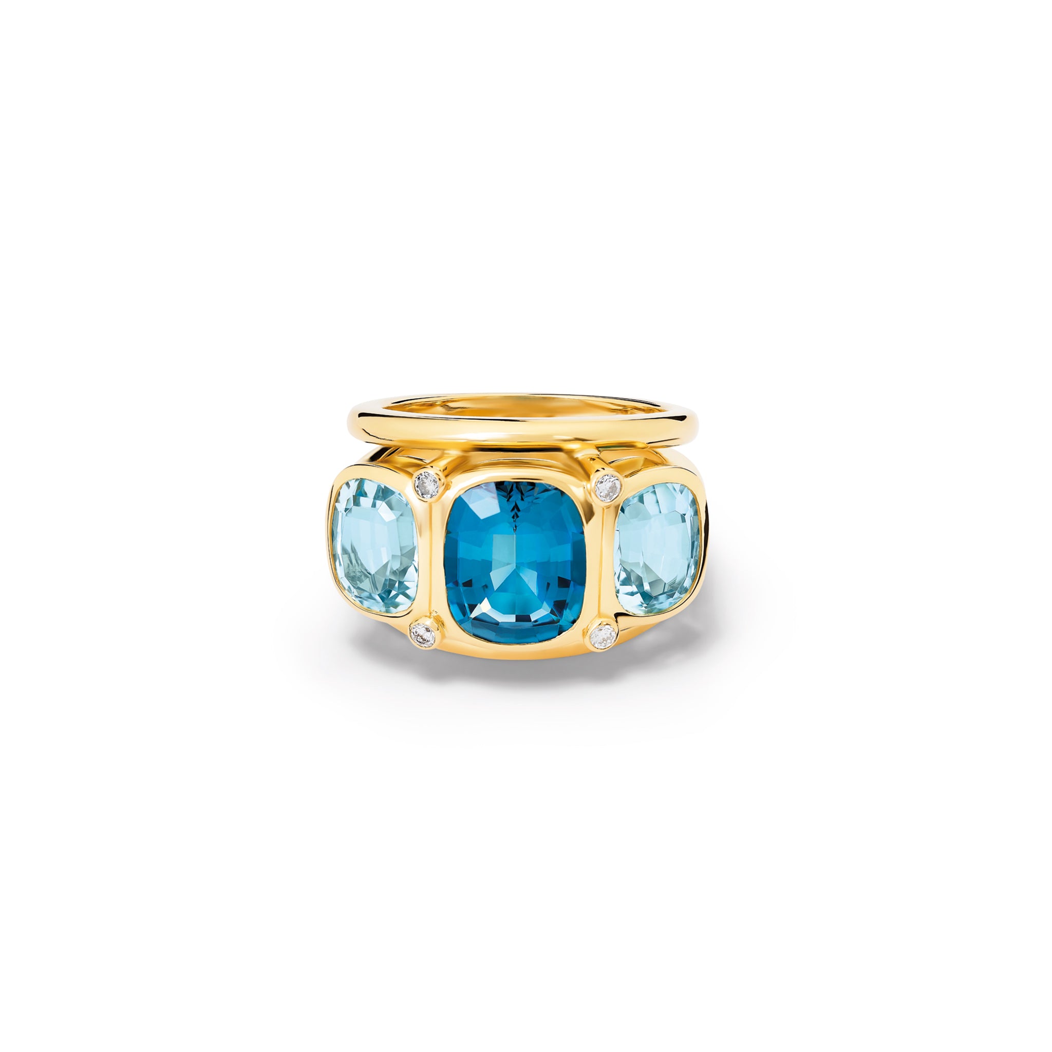 Ozymandias Ring 18ct Yellow Gold - Blue Topaz & Diamond