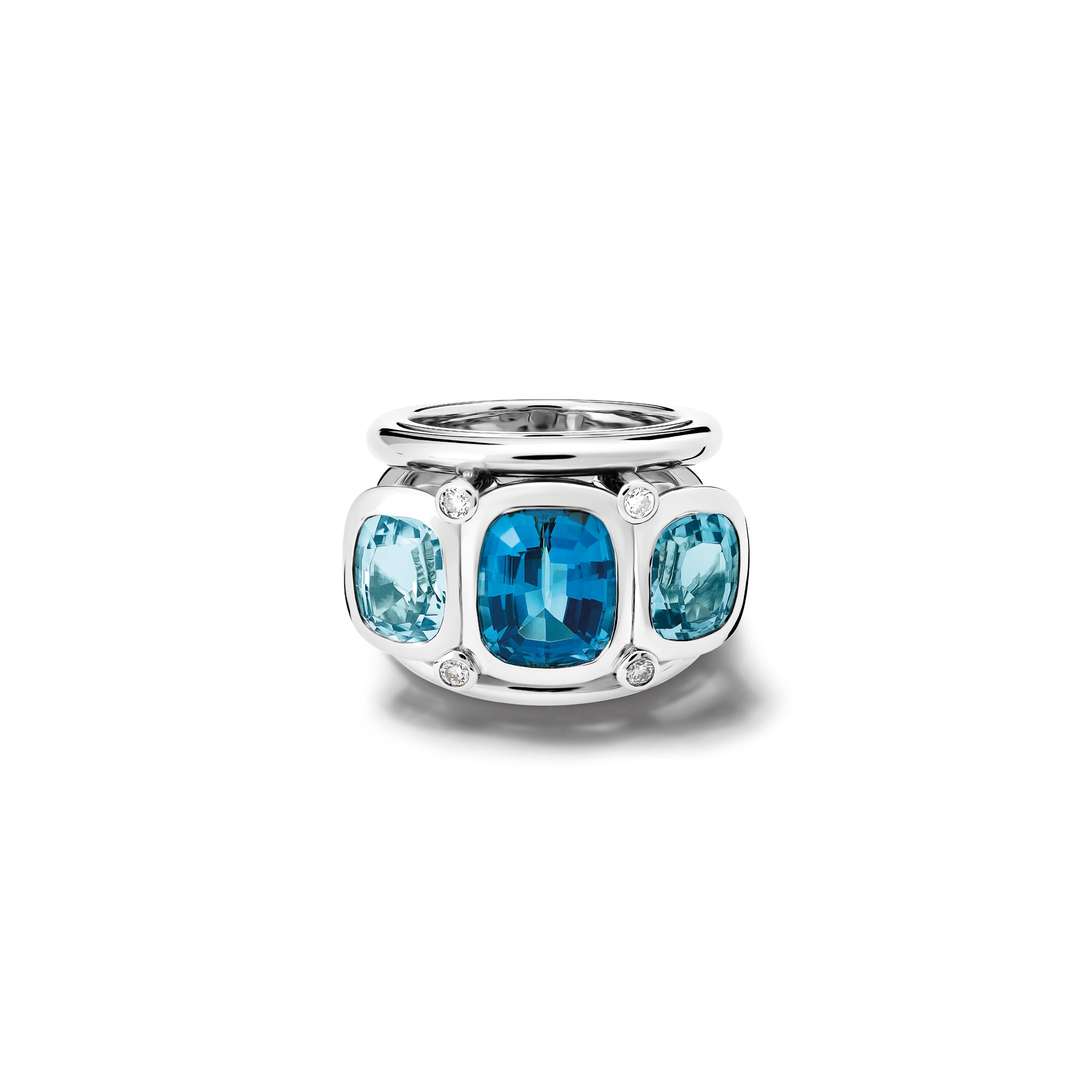 Ozymandias Ring 18ct White Gold - Blue Topaz & Diamond
