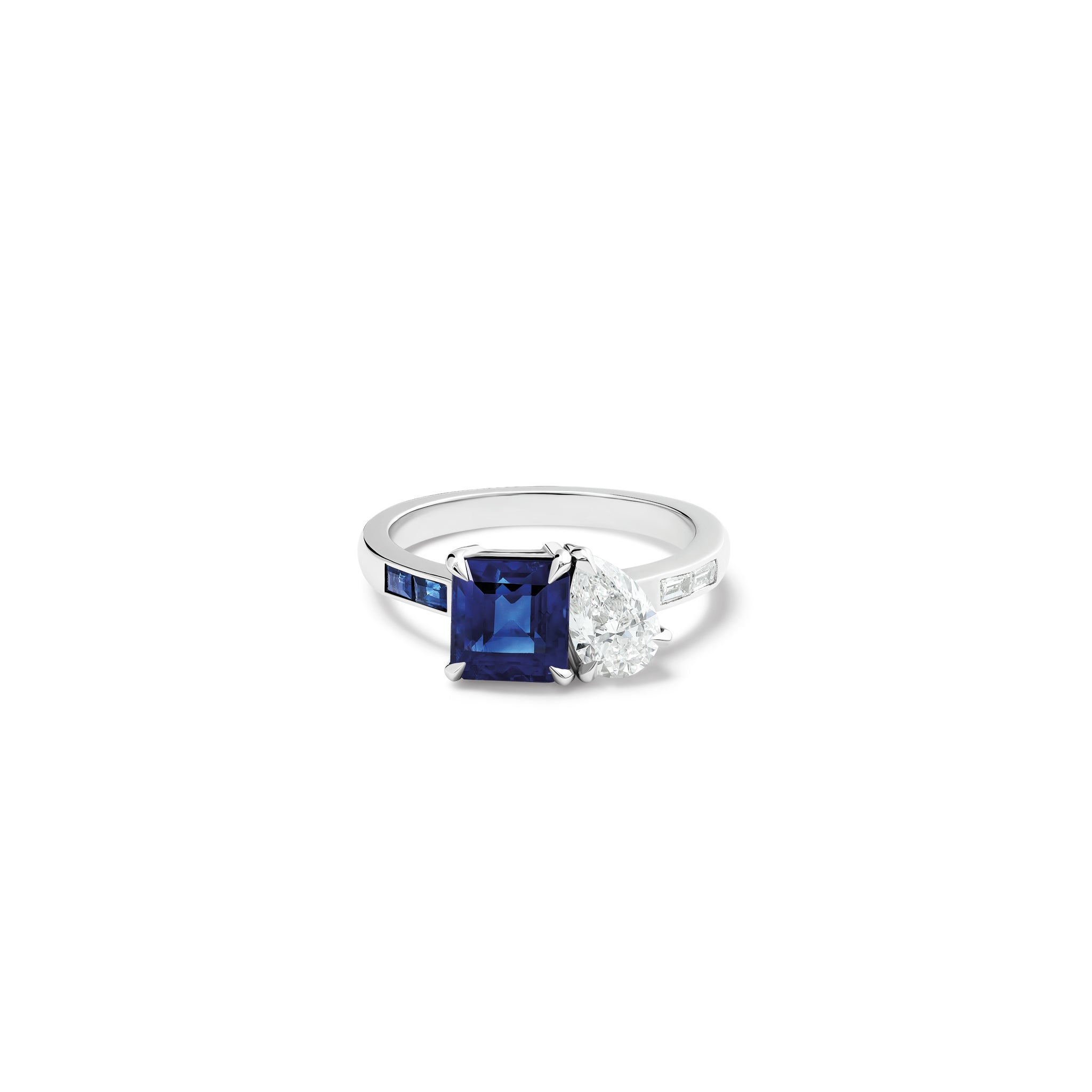Toi et Moi Engagement Ring Platinum - Sapphire & Diamond