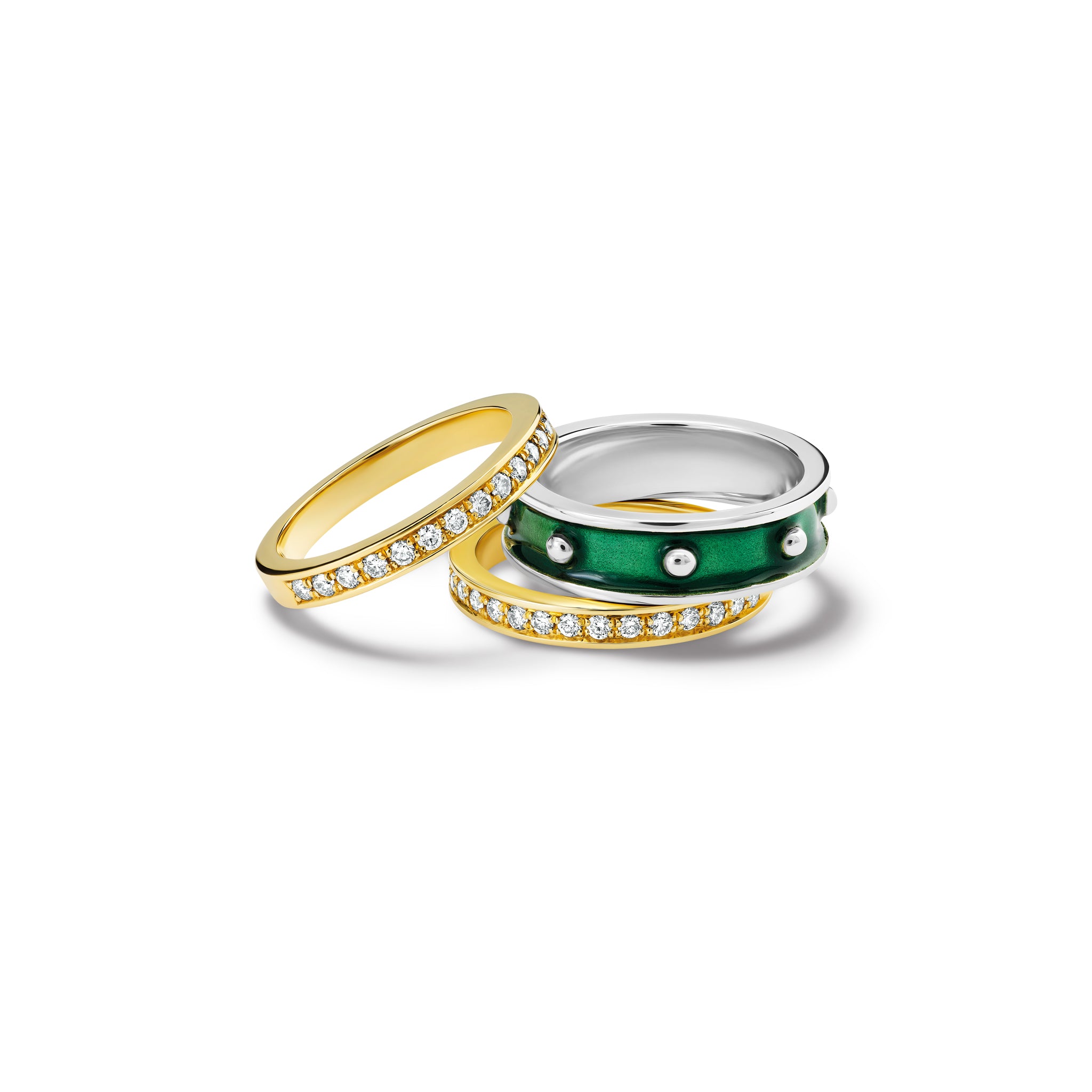 Decimus Ring Silver - Emerald Green Enamel