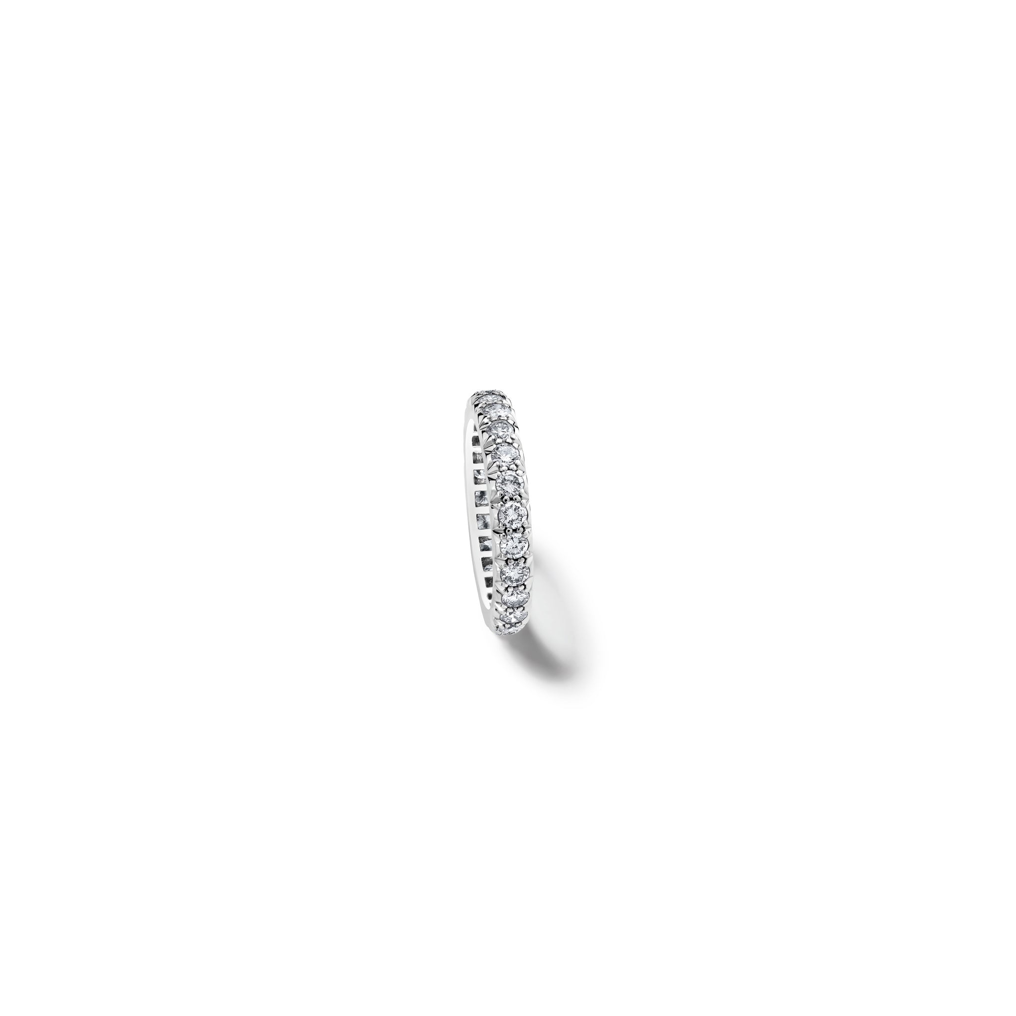 Handcrafted 18ct white gold eternity ring with diamonds.
