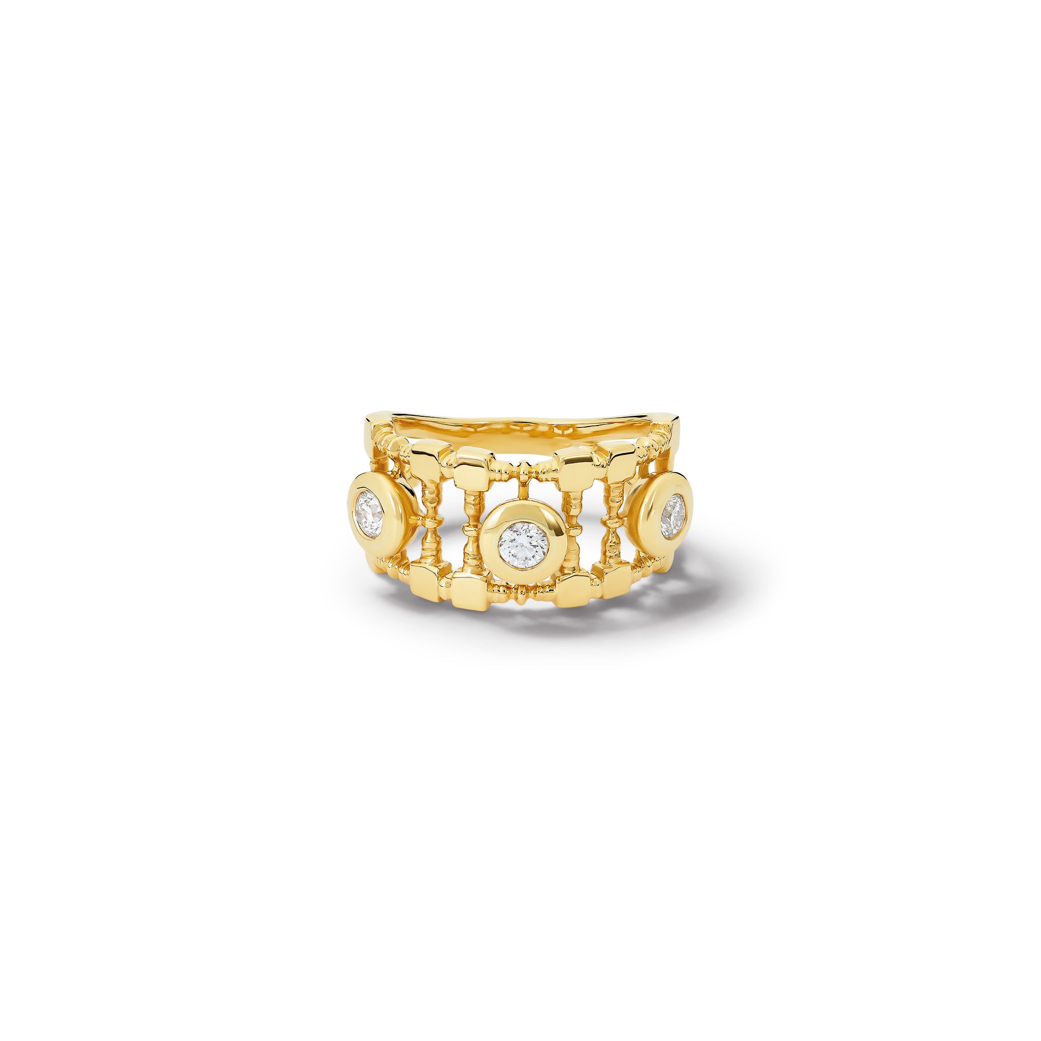 Mashrabiya Trellis Ring 18ct Yellow Gold - Diamond