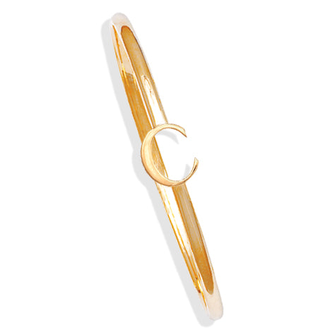 Handcrafted yellow gold bangle with a central yellow gold letter C accent.