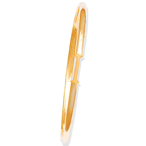 Handcrafted yellow gold bangle with a central yellow gold letter I accent.