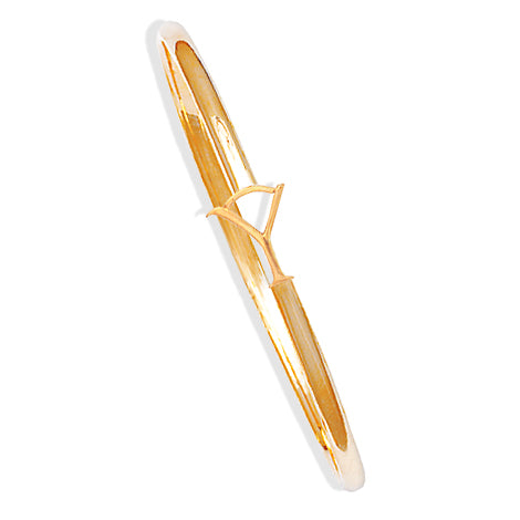 Handcrafted yellow gold bangle with a central yellow gold letter Y accent.