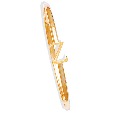 Handcrafted yellow gold bangle with a central yellow gold letter Z accent.