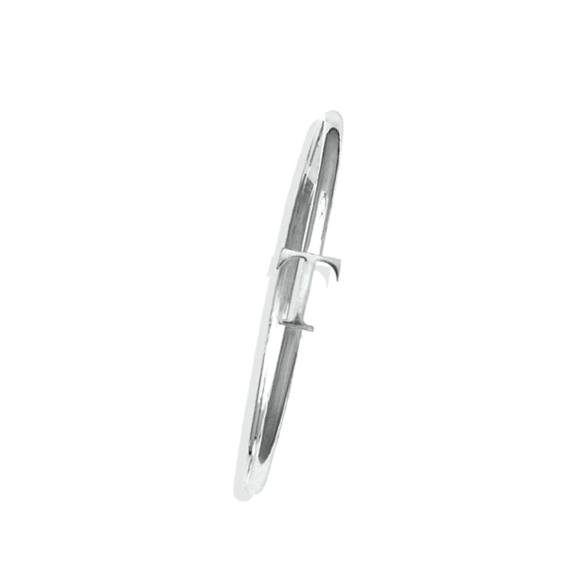 Handcrafted sterling silver bangle with a central silver letter T accent.