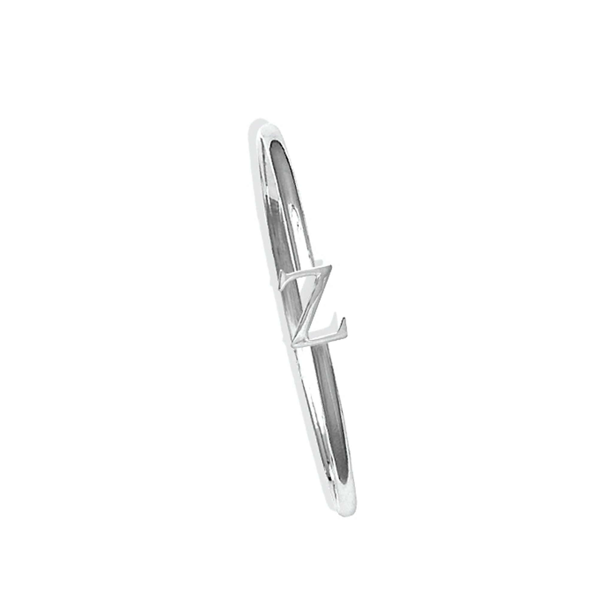 Handcrafted sterling silver bangle with a central silver letter Z accent.