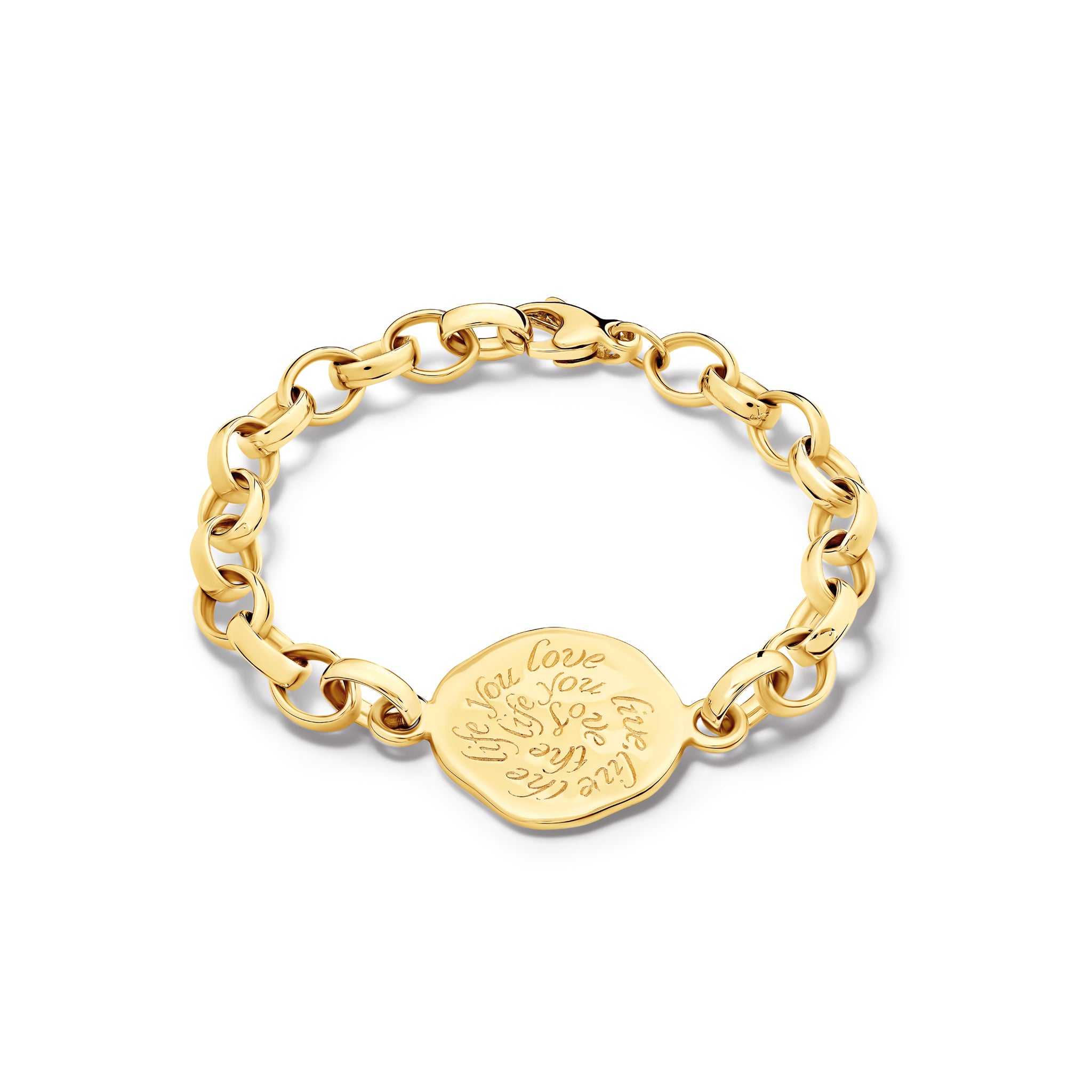 Love The Life Quote Bracelet Yellow Gold