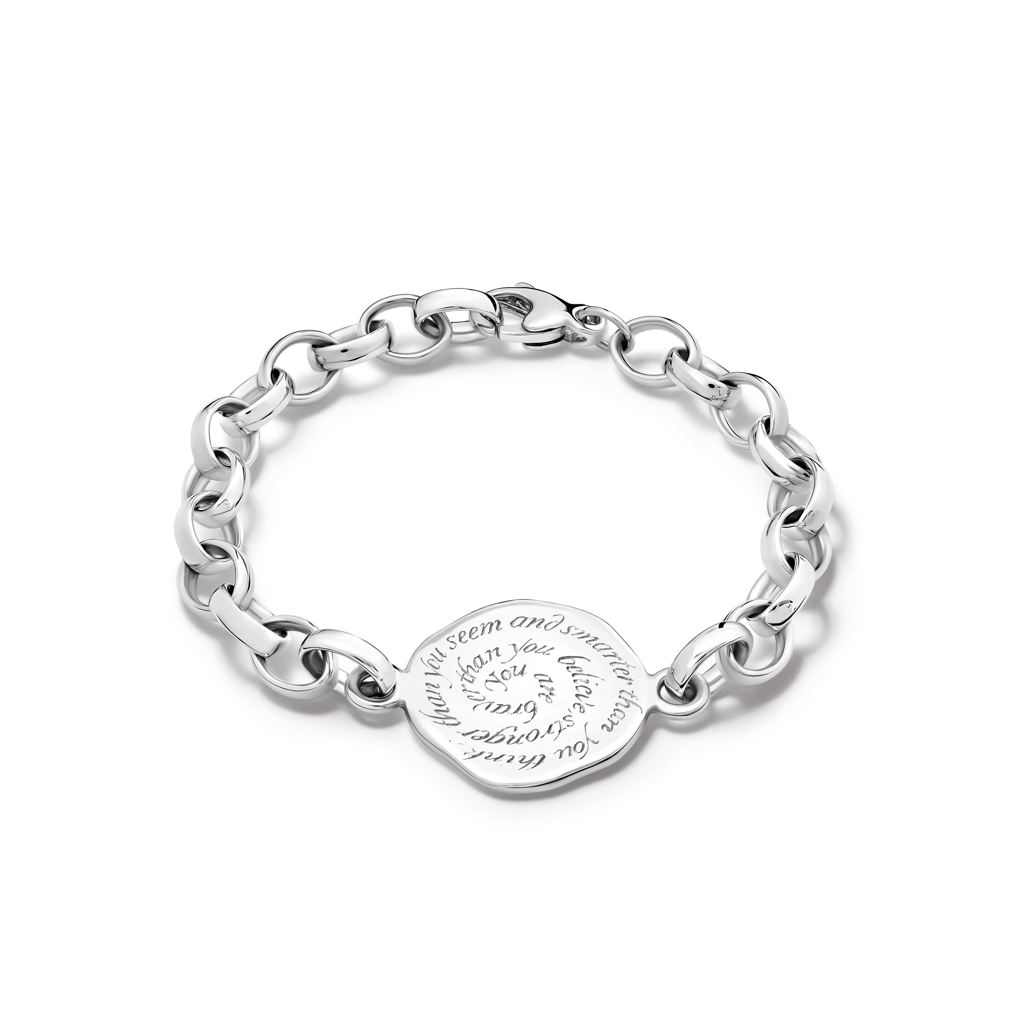 You Are Braver Quote Bracelet Silver