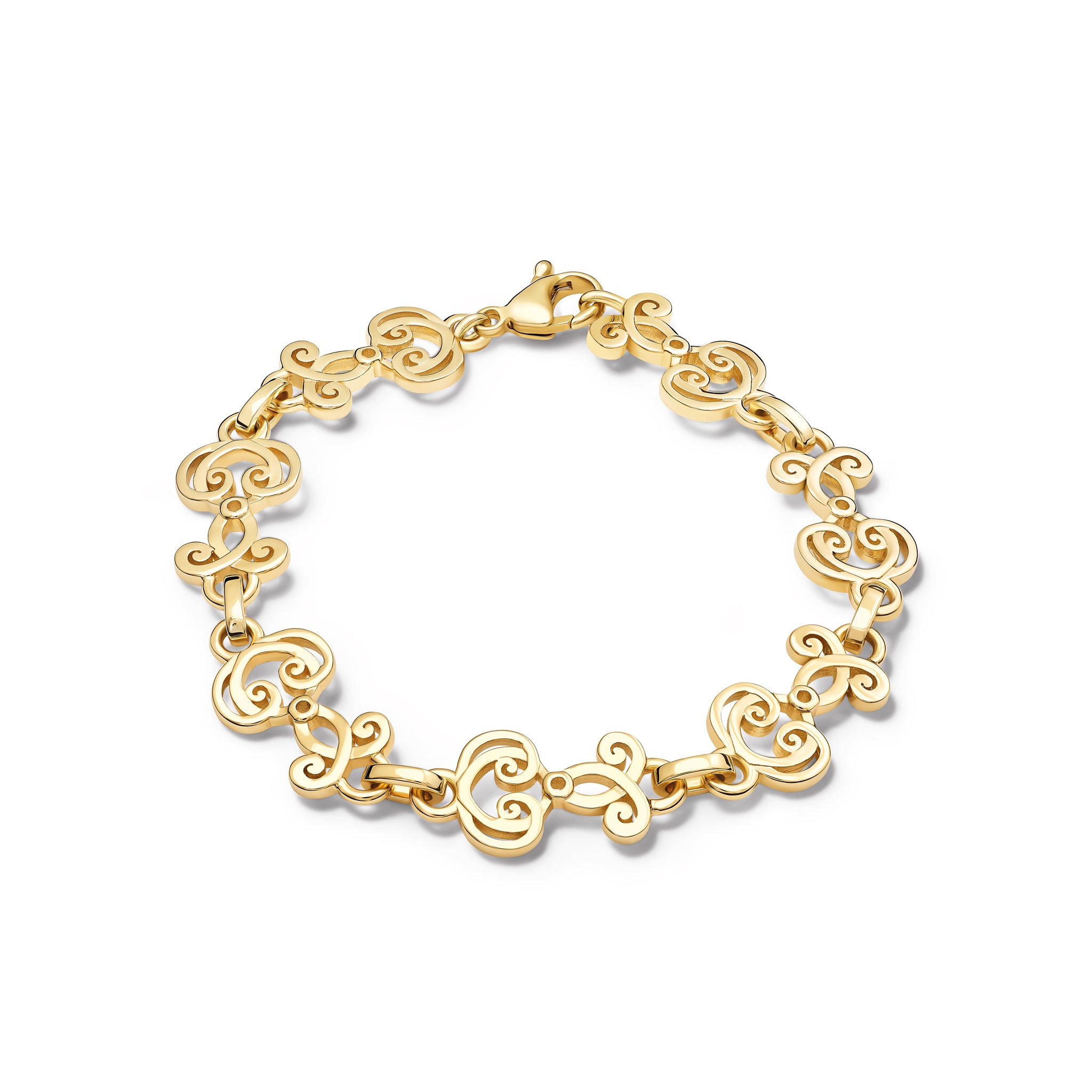 Handcrafted yellow gold bracelet featuring ironwork motifs from the stables in France.