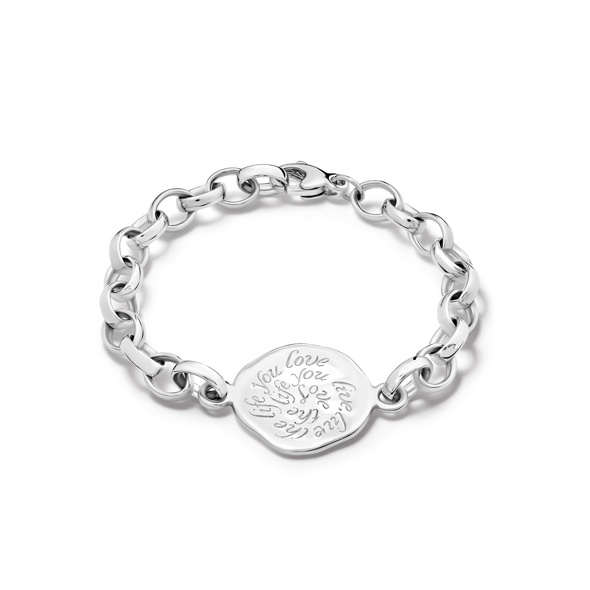 Love The Life Quote Bracelet Silver