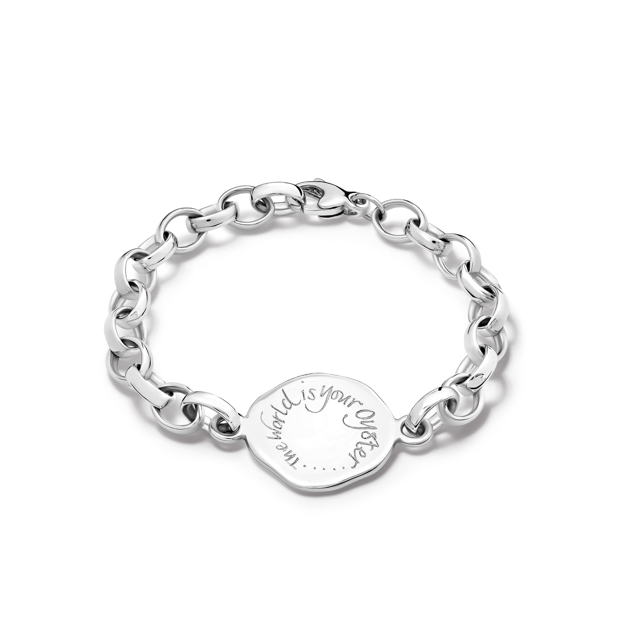 The World Is Your Oyster Quote Bracelet Silver