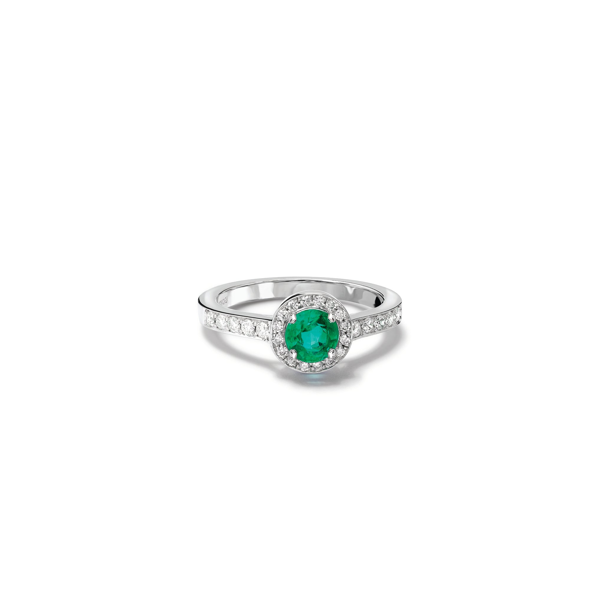 Rosa Engagement Ring 18ct White Gold - Emerald & Diamond