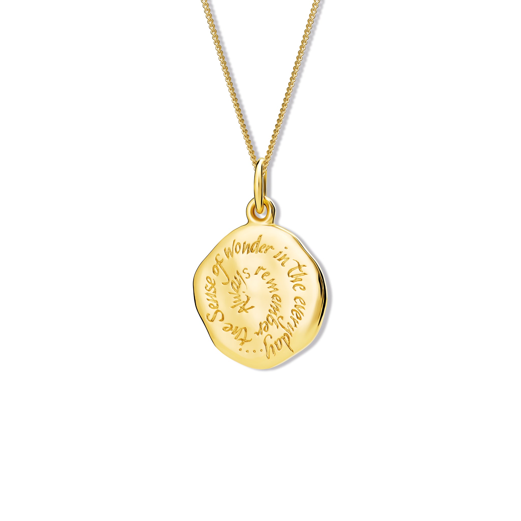 Always Remember Quote Pendant Yellow Gold
