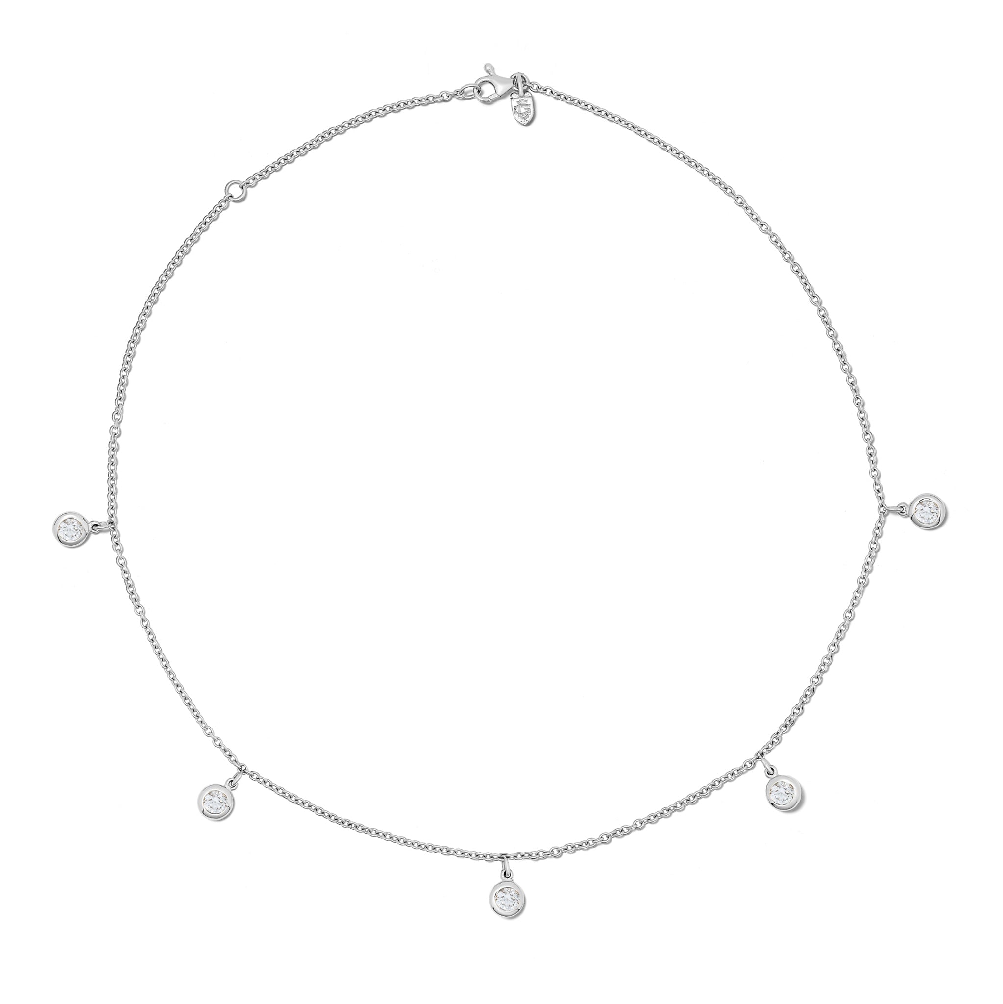 Talya Five Stone Necklace 18ct White Gold - Diamond