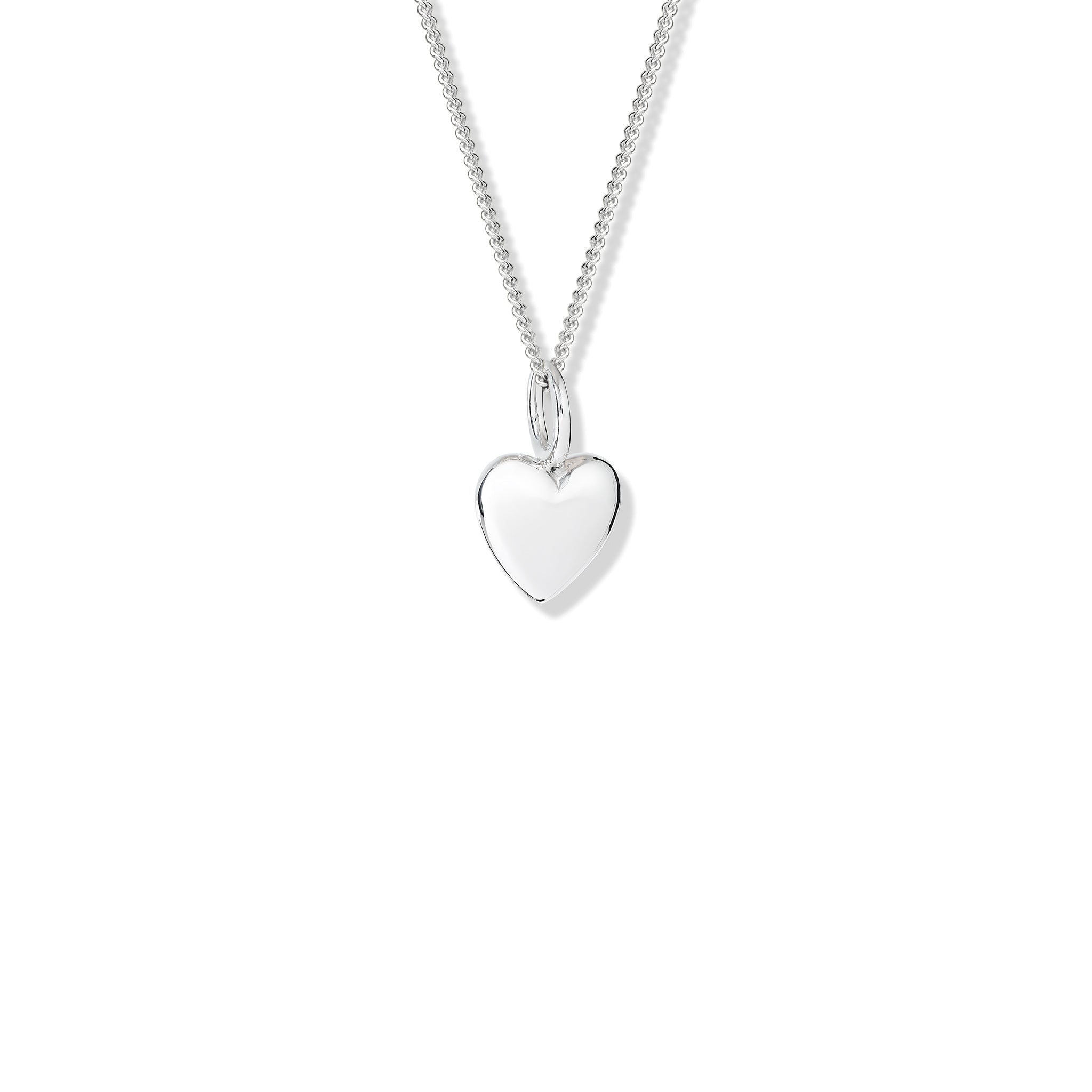 Handcrafted heart shaped necklace pendant in sterling silver.